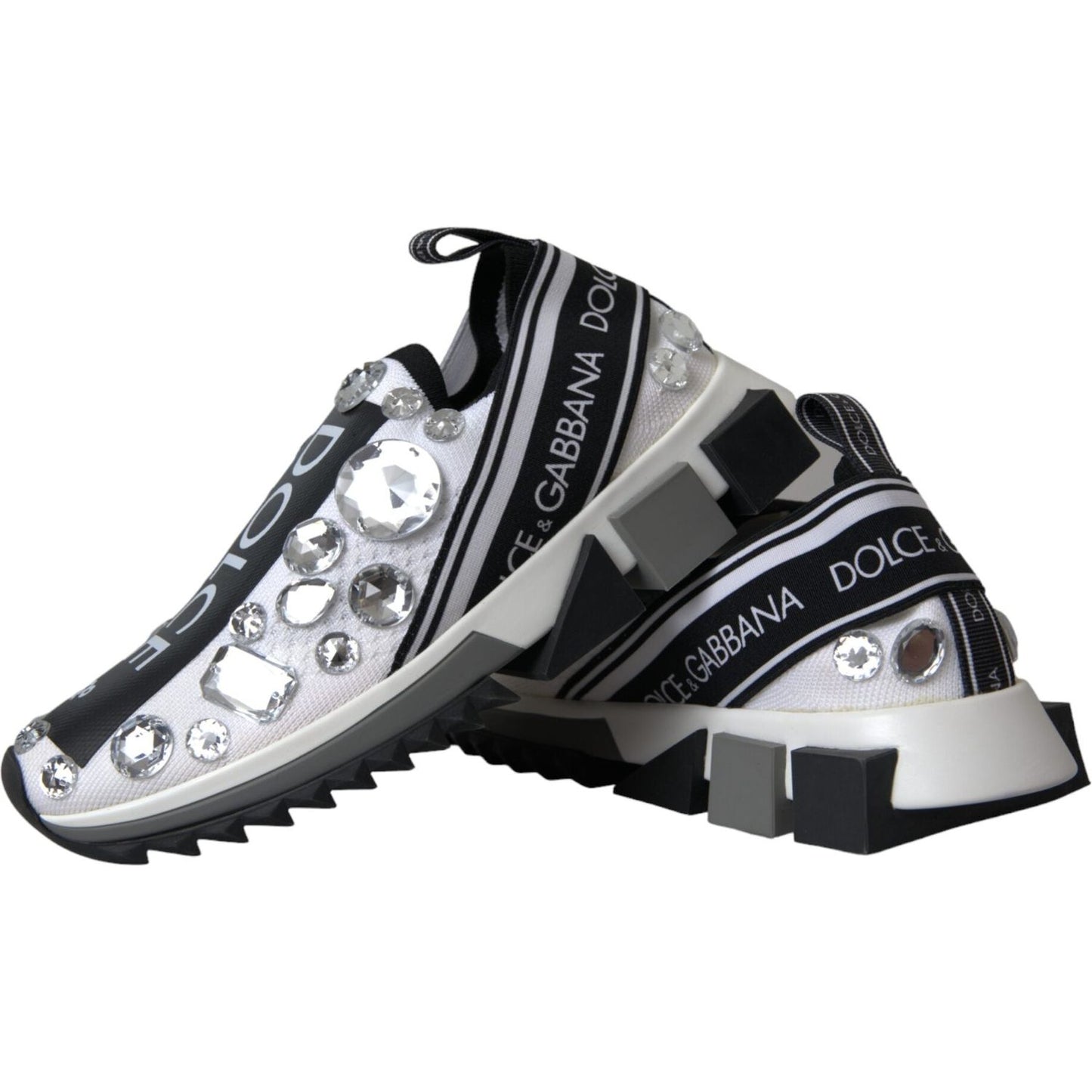 Dolce & Gabbana White Sorrento Crystals Sneakers Shoes Dolce & Gabbana Light Gray
