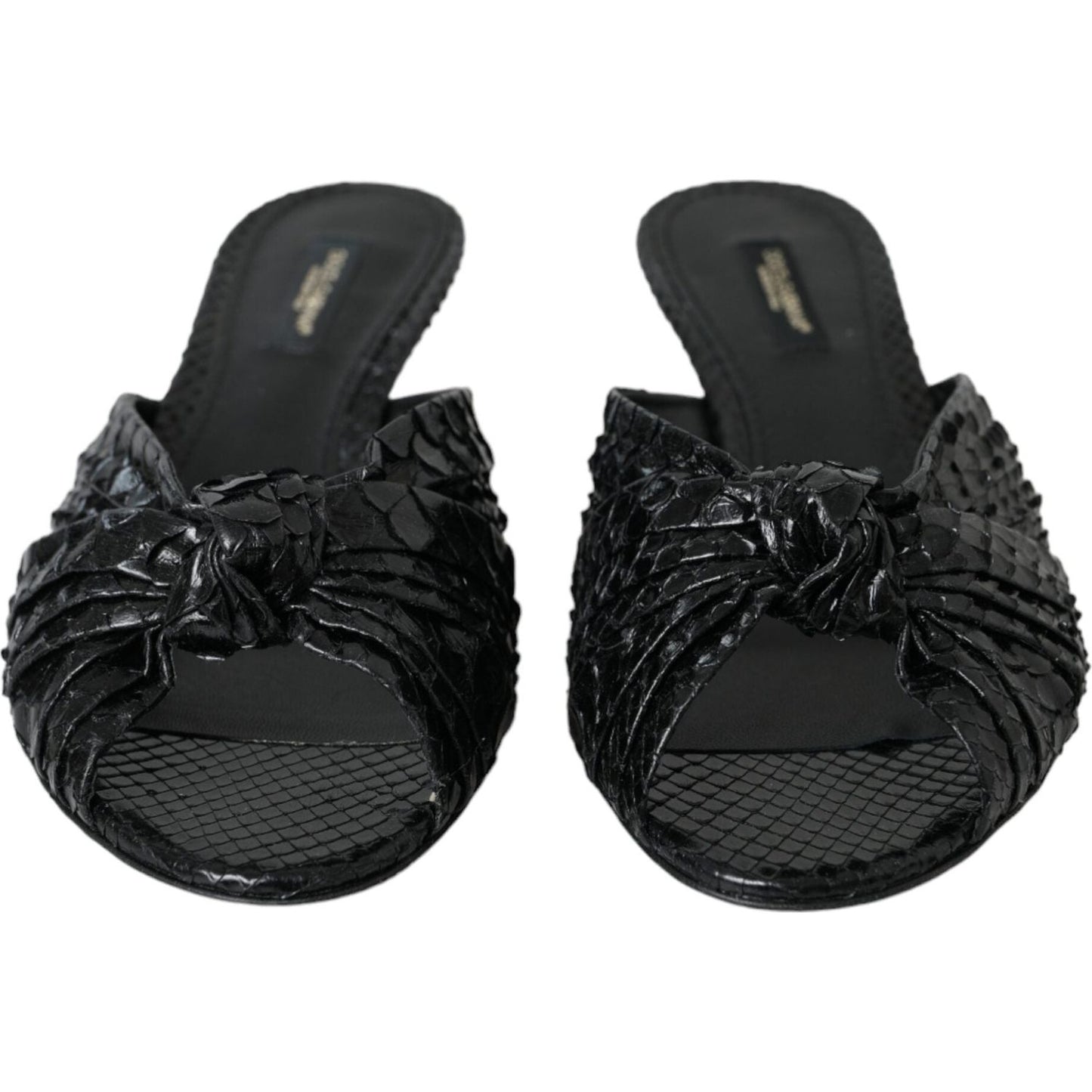 Dolce & Gabbana Black Exotic Leather Heels Slides Shoes Dolce & Gabbana Dark Slate Gray