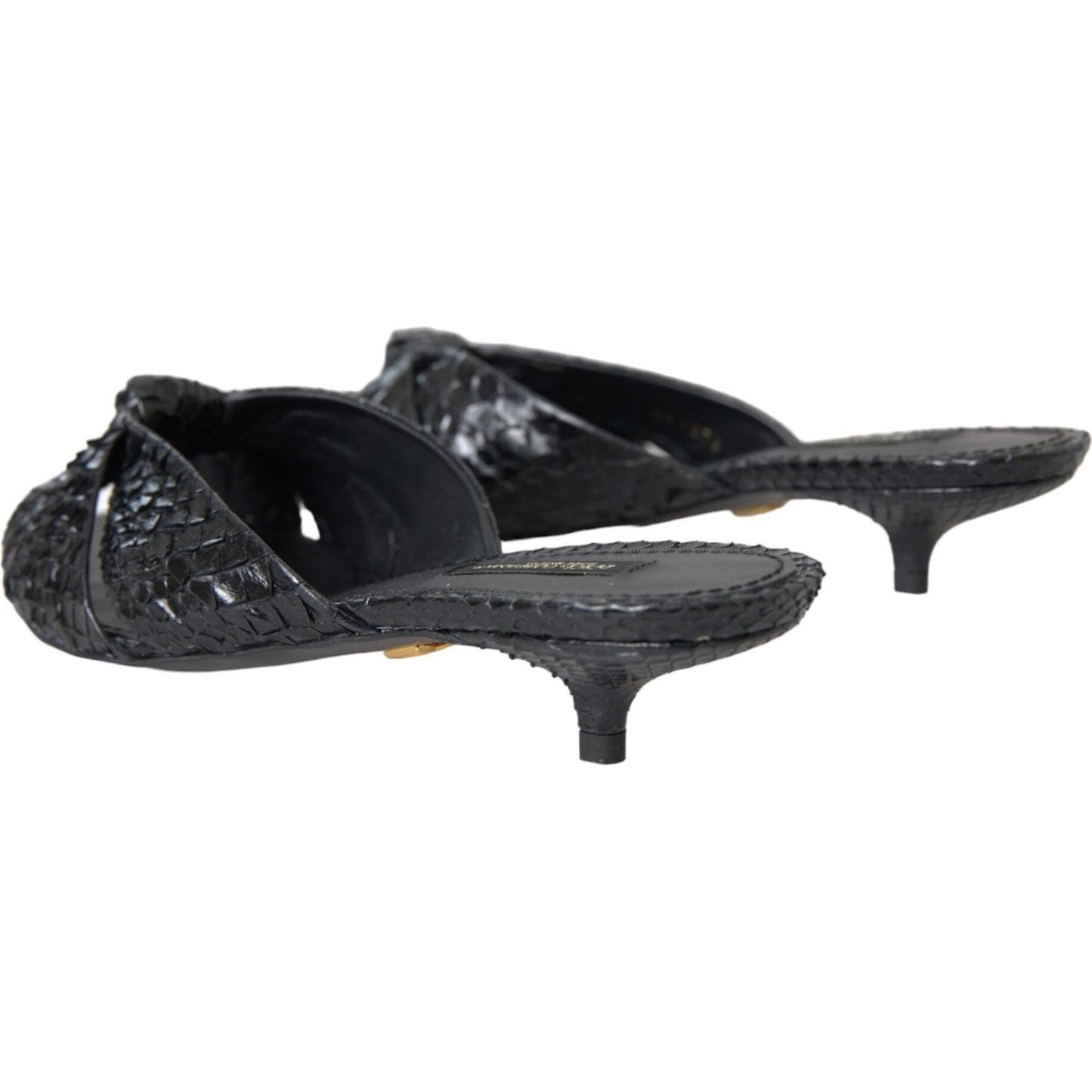 Dolce & Gabbana Black Exotic Leather Heels Slides Shoes Dolce & Gabbana Dark Slate Gray