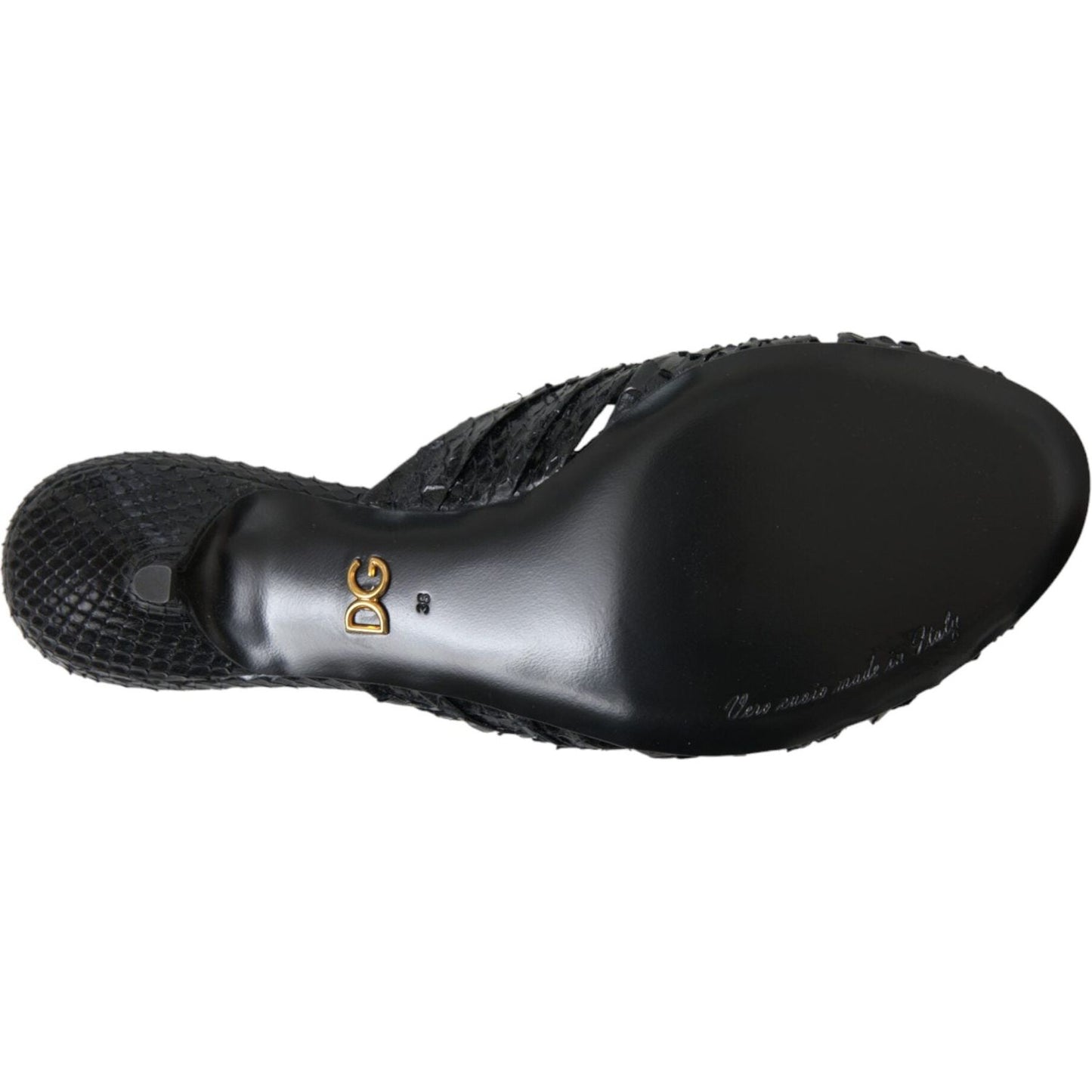 Dolce & Gabbana Black Exotic Leather Heels Slides Shoes Dolce & Gabbana Dark Slate Gray
