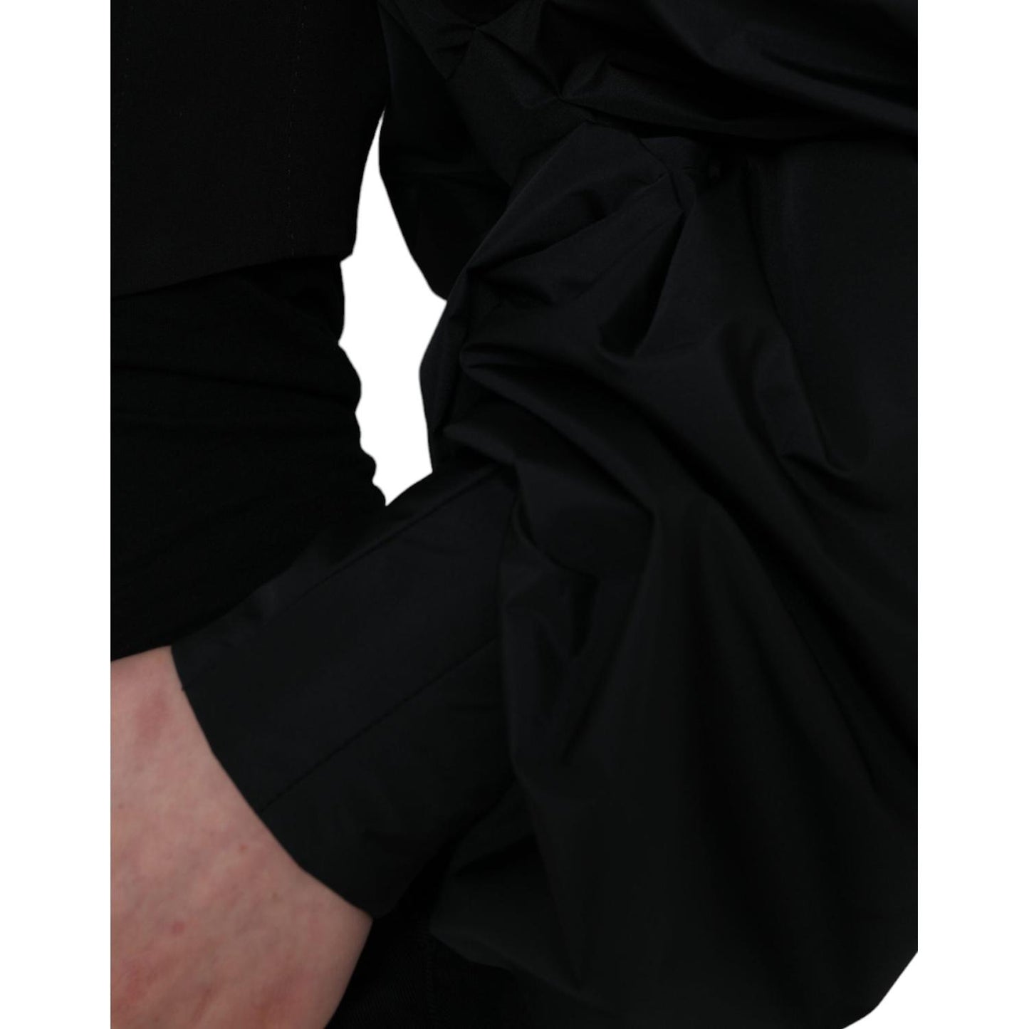 Dolce & Gabbana Black Polyester Puffed Sleeves Cropped Jacket Dolce & Gabbana Black