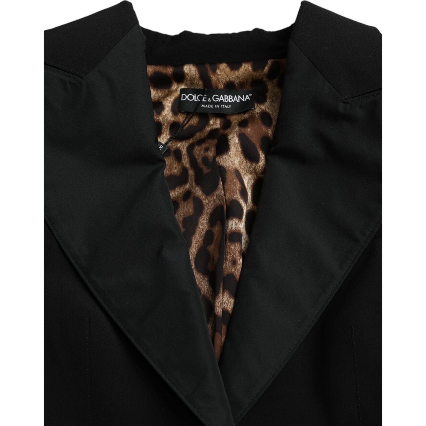 Dolce & Gabbana Black Polyester Puffed Sleeves Cropped Jacket Dolce & Gabbana Black