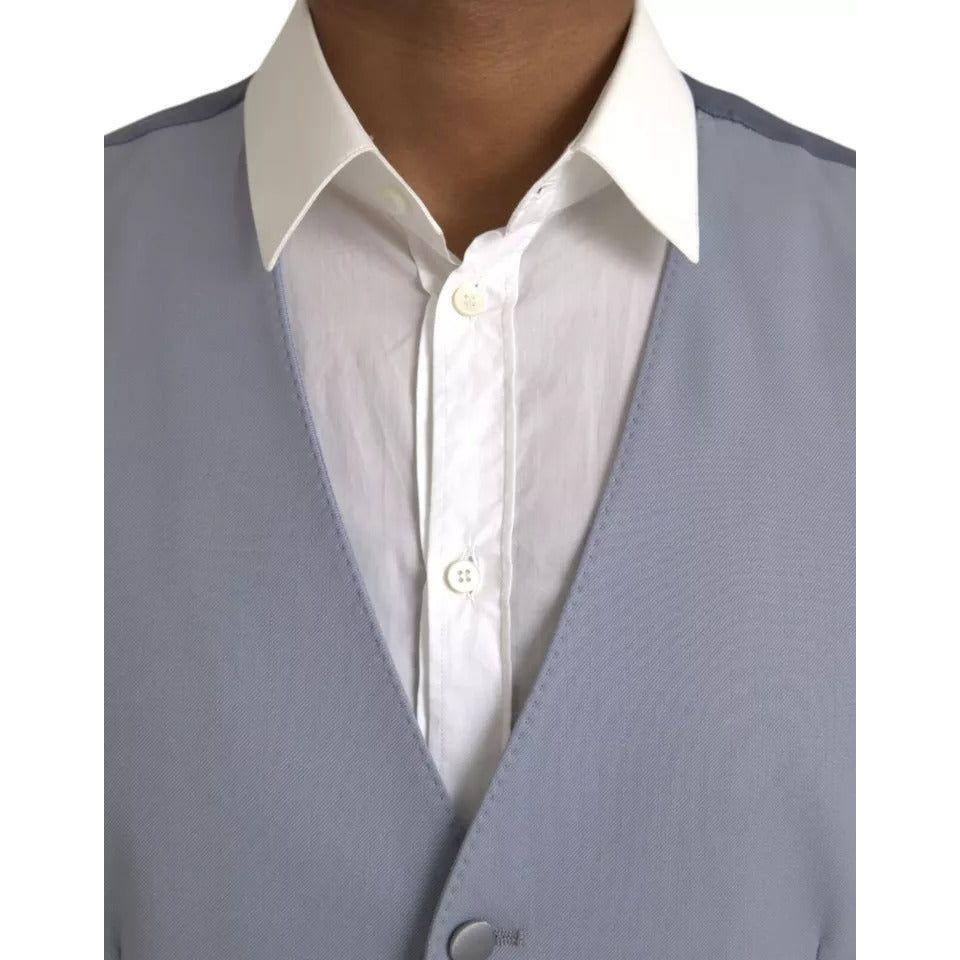 Dolce & Gabbana Light Blue Wool Formal Dress Waistcoat Vest TSH86214-50
