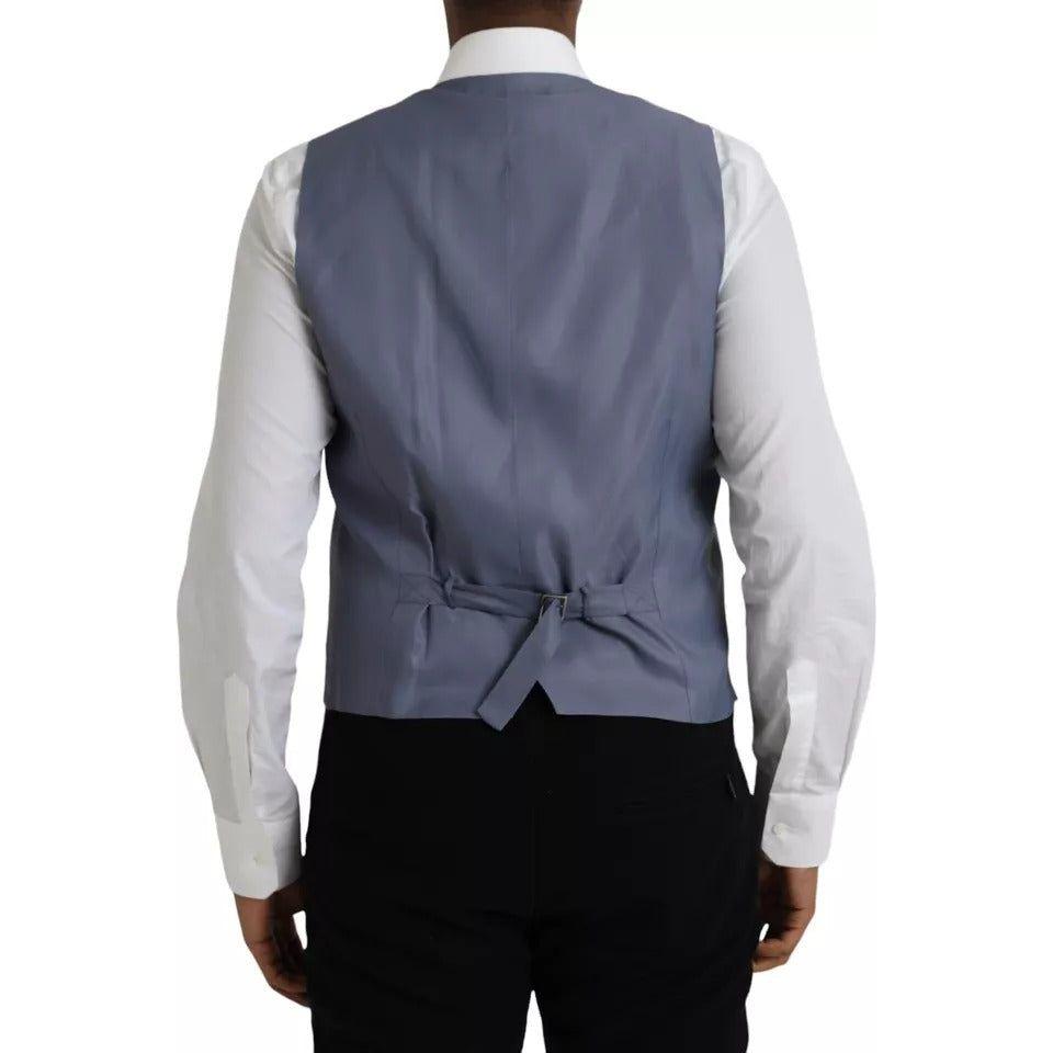 Dolce & Gabbana Light Blue Wool Formal Dress Waistcoat Vest TSH86214-50