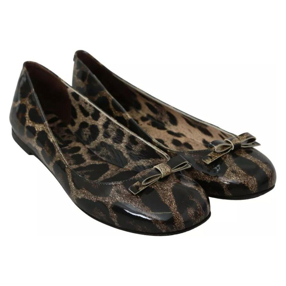 Dolce & Gabbana Brown Leopard Ballerina Flats Leather Shoes Dolce & Gabbana Dark Slate Gray