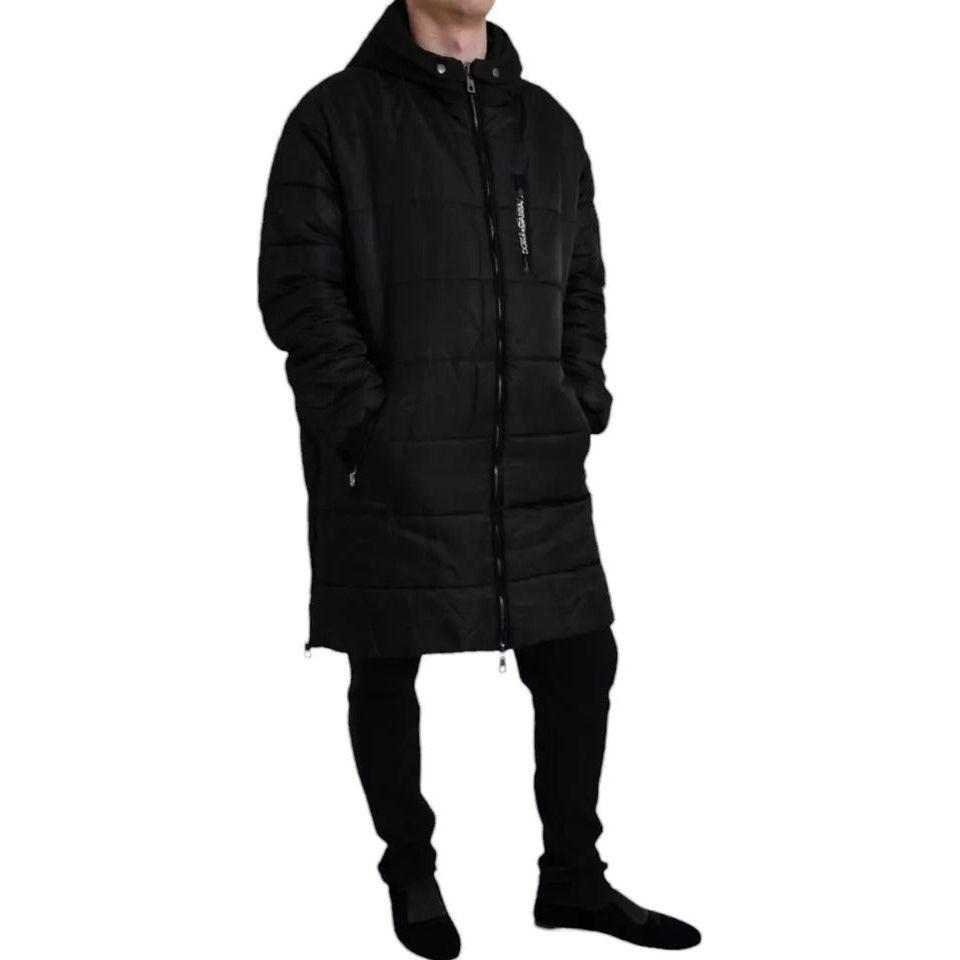Dolce & Gabbana Black Nylon Hooded Parka Coat Winter Jacket JKT4002-56