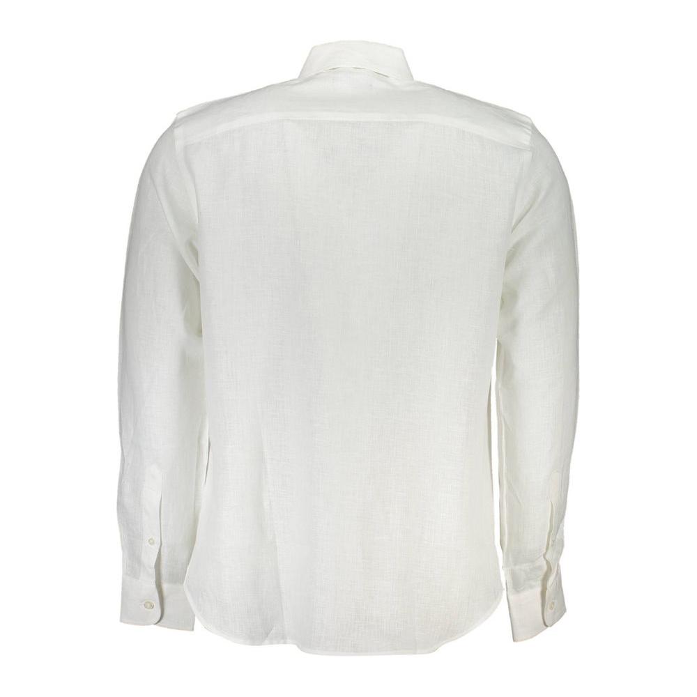 North Sails Elegant White Linen Long-Sleeved Shirt North Sails Light Gray