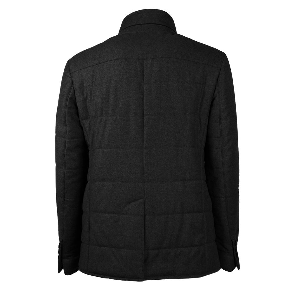 Made in Italy Elegant Wool-Cashmere Men's Coat Made in Italy Black