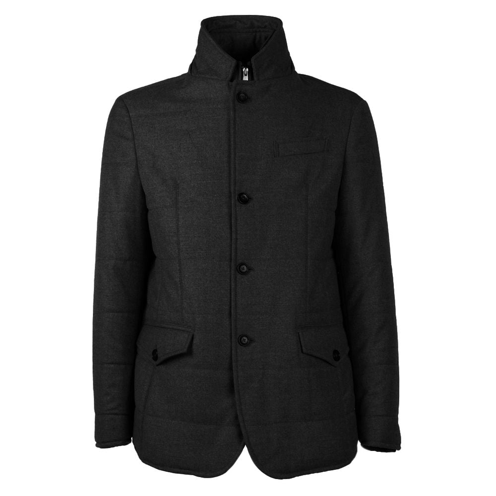Made in Italy Elegant Wool-Cashmere Men's Coat Made in Italy Black