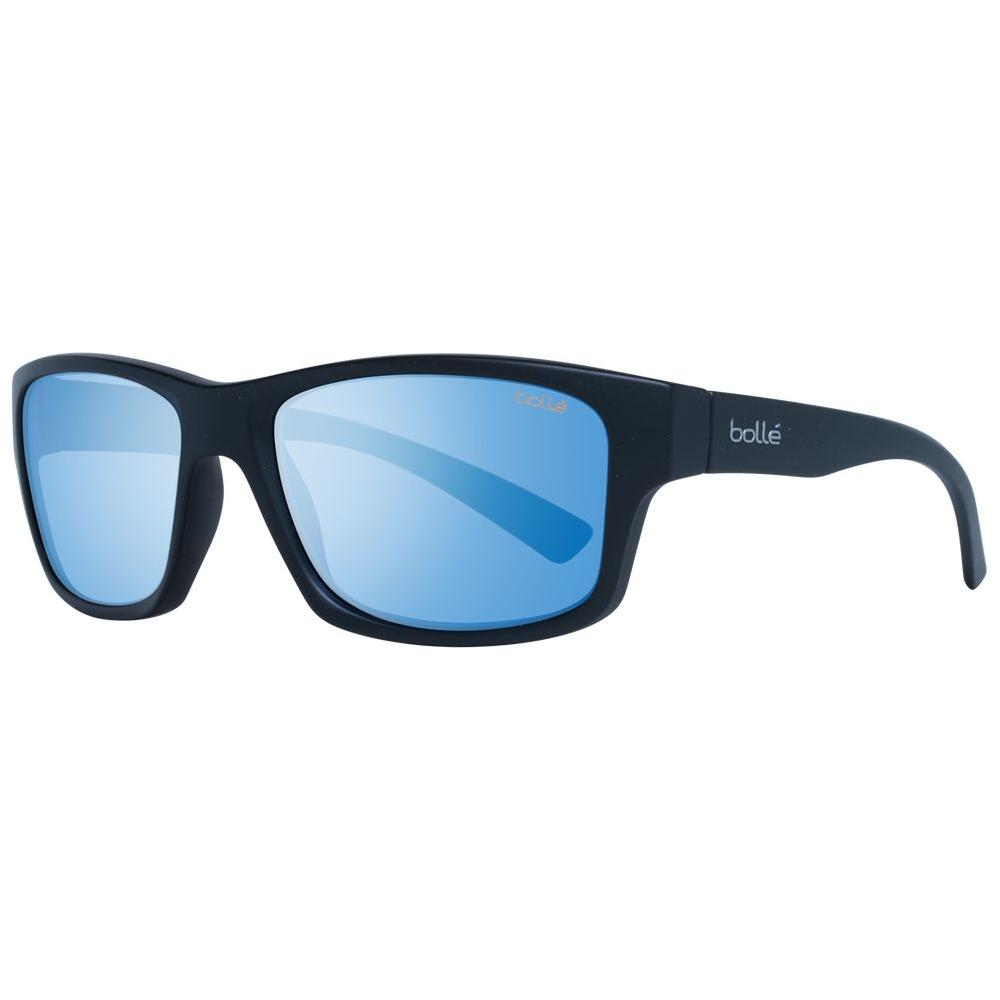Bolle Black Unisex Sunglasses with Blue Photochromatic Polarized Lenses, Full-Rim Plastic Frame, UVA & UVB Protection, Trapezium Style