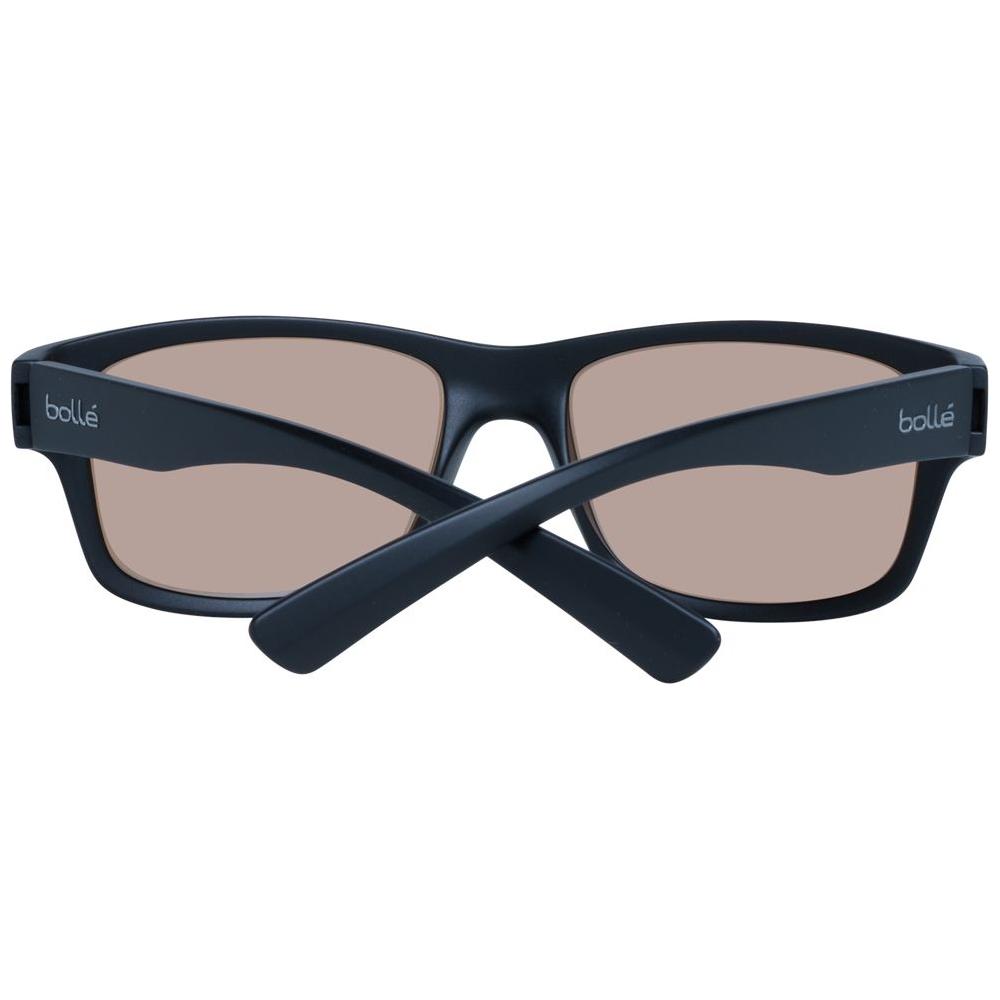 Bolle black unisex sunglasses with brown polarized lenses, full-rim plastic frame, offering 100% UVA & UVB protection.