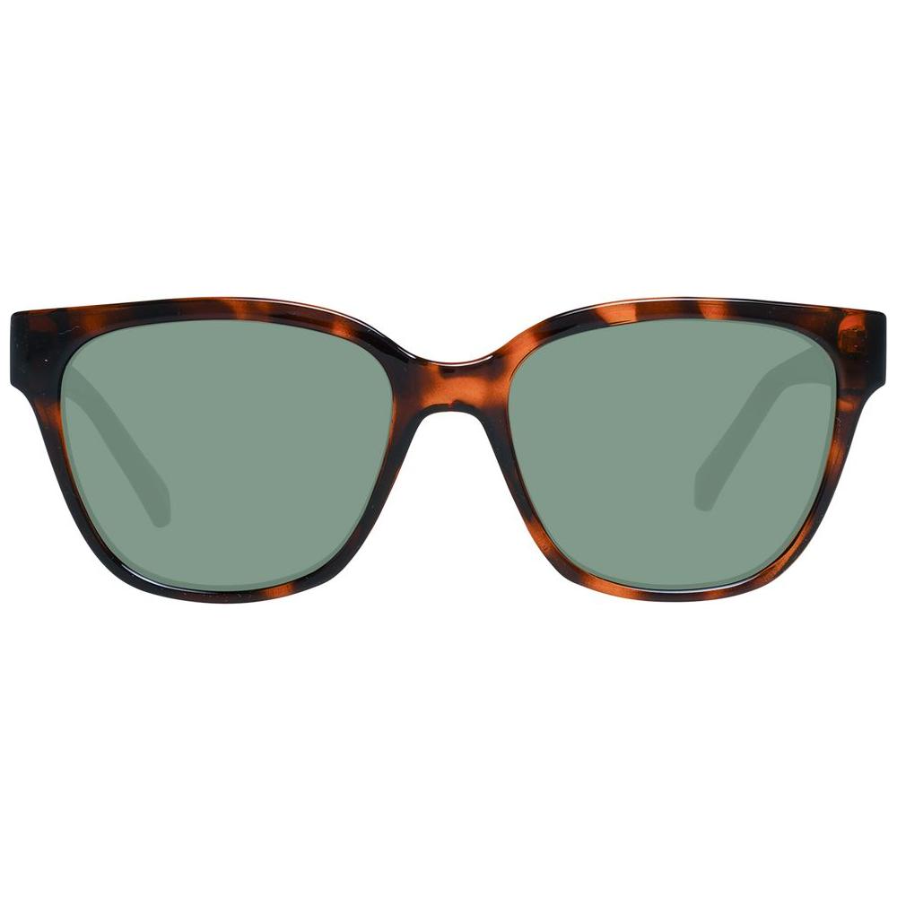 Joules brown women's trapezium sunglasses with grey lenses, full-rim cellulose propionate frame. 100% UVA & UVB protection, size 52-16-140.