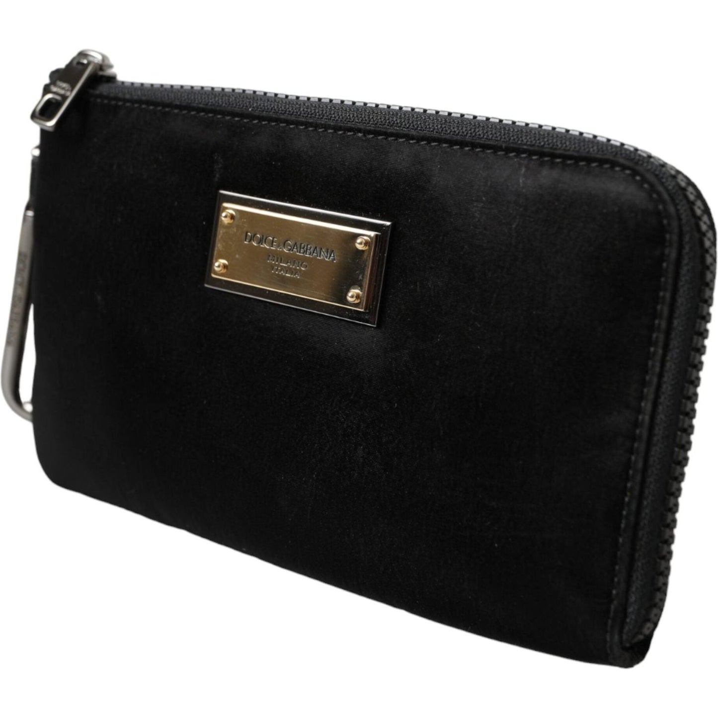 Dolce & Gabbana Black Nylon Logo Plaque Keyring Pouch Clutch Bag Dolce & Gabbana Black
