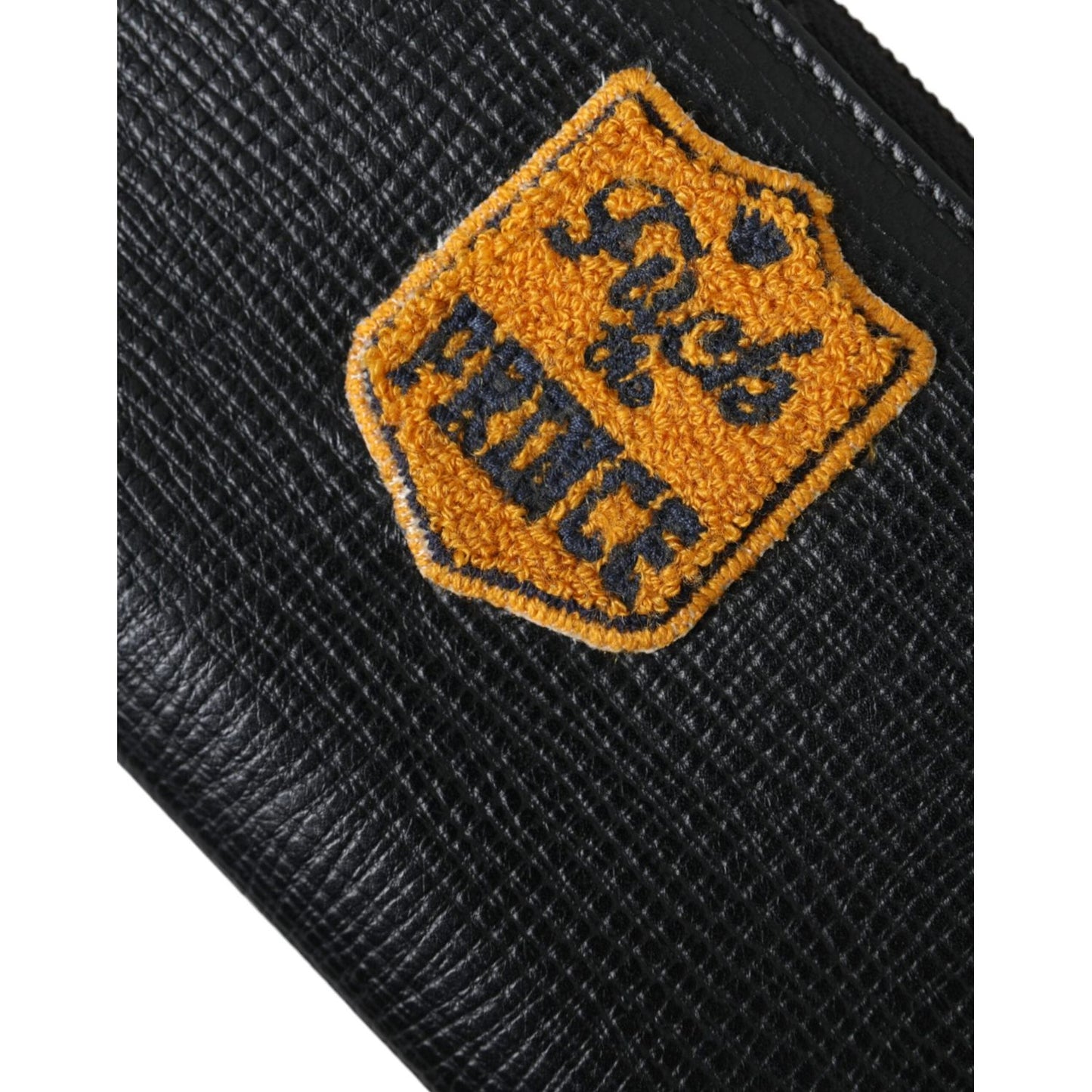 Dolce & Gabbana Black Leather Logo Patch Zip Around Continental Wallet Dolce & Gabbana Black