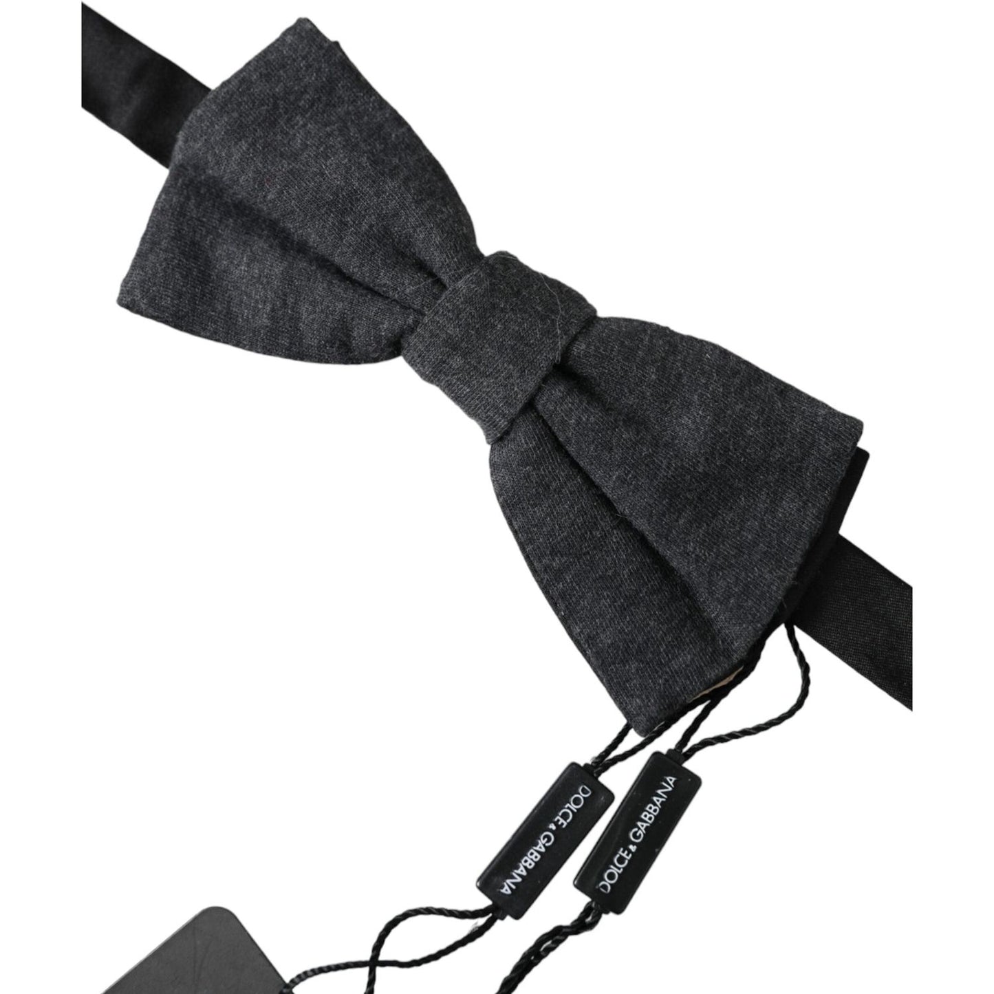 Dolce & Gabbana Dark Gray Silk Adjustable Neck Men Bow Tie Dolce & Gabbana Dark Slate Gray