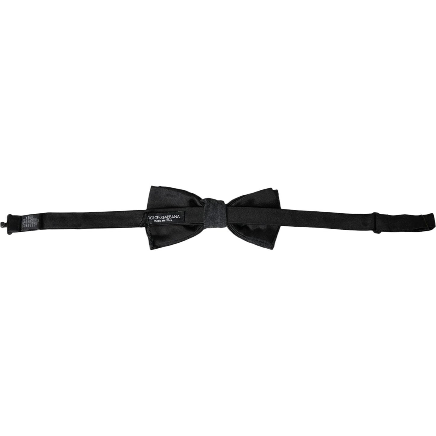 Dolce & Gabbana Dark Gray Silk Adjustable Neck Men Bow Tie Dolce & Gabbana Black