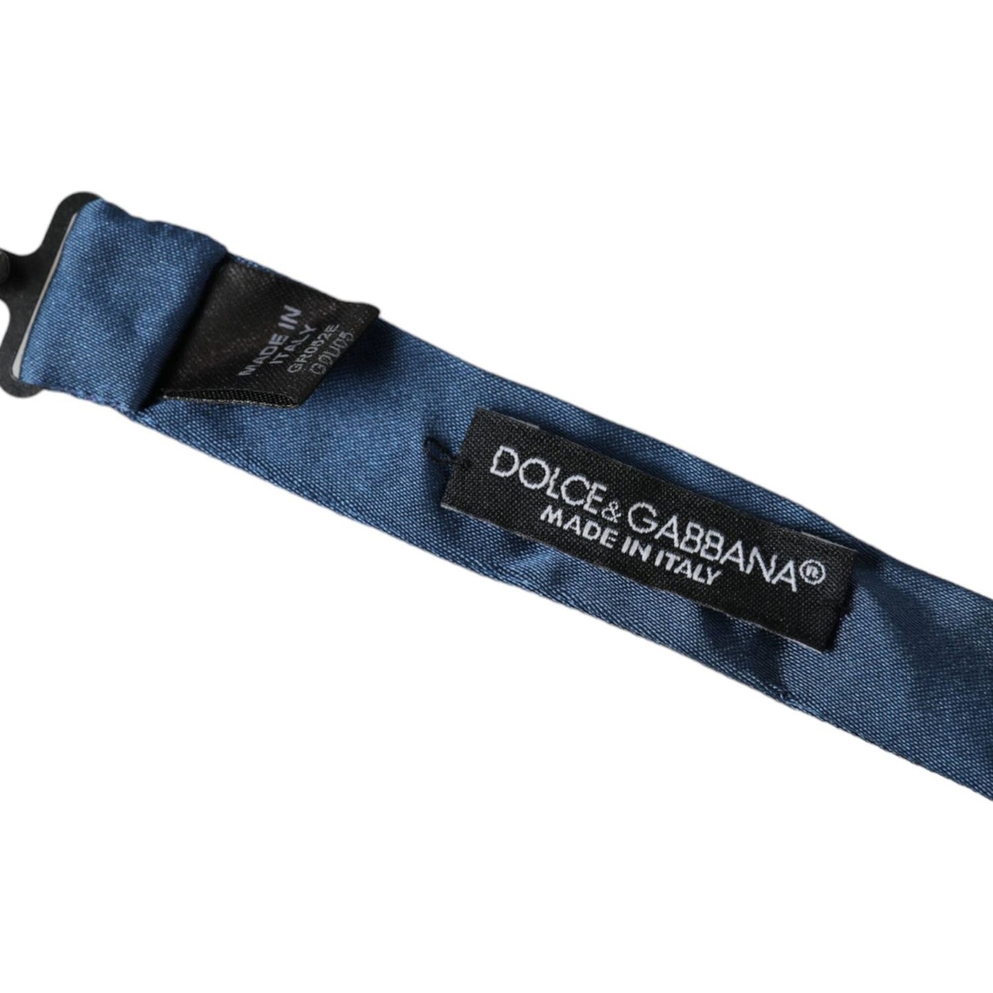 Dolce & Gabbana Blue Satin Silk Adjustable Neck Men Bow Tie Dolce & Gabbana Dark Slate Gray