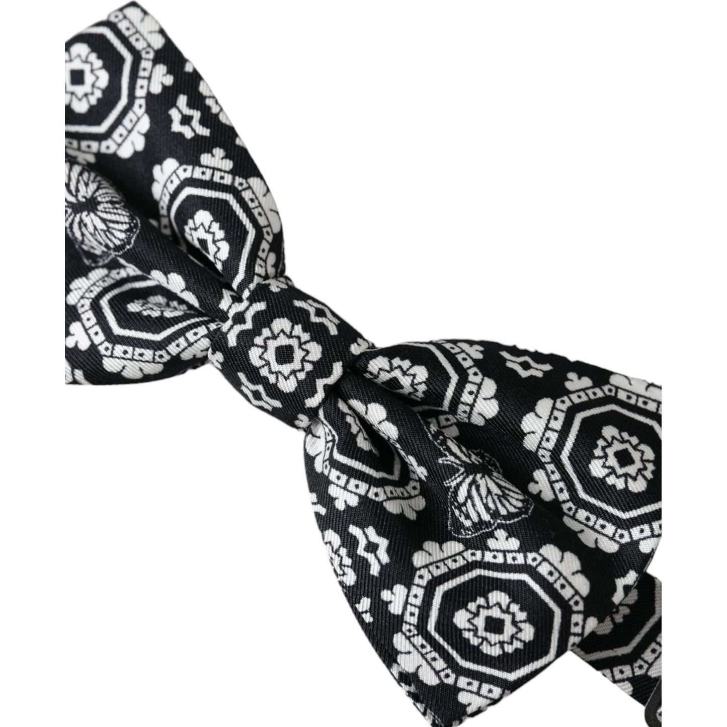 Dolce & Gabbana Black White Printed Adjustable Neck Men Bow Tie Dolce & Gabbana Light Gray