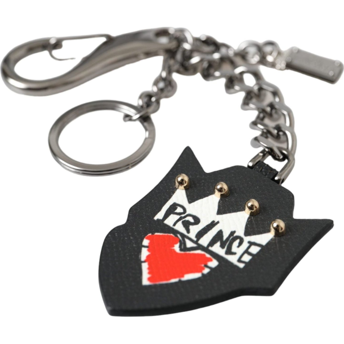 Dolce & Gabbana Black Prince Studs Logo Silver Brass Keychain Keyring Dolce & Gabbana Dark Slate Gray