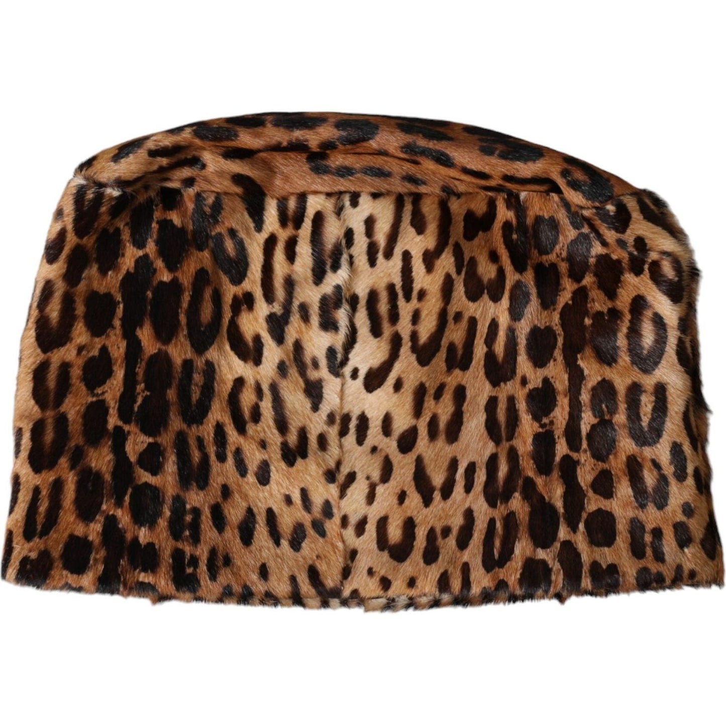 Dolce & Gabbana Brown Leopard Fur Women Bucket Hat Dolce & Gabbana Black