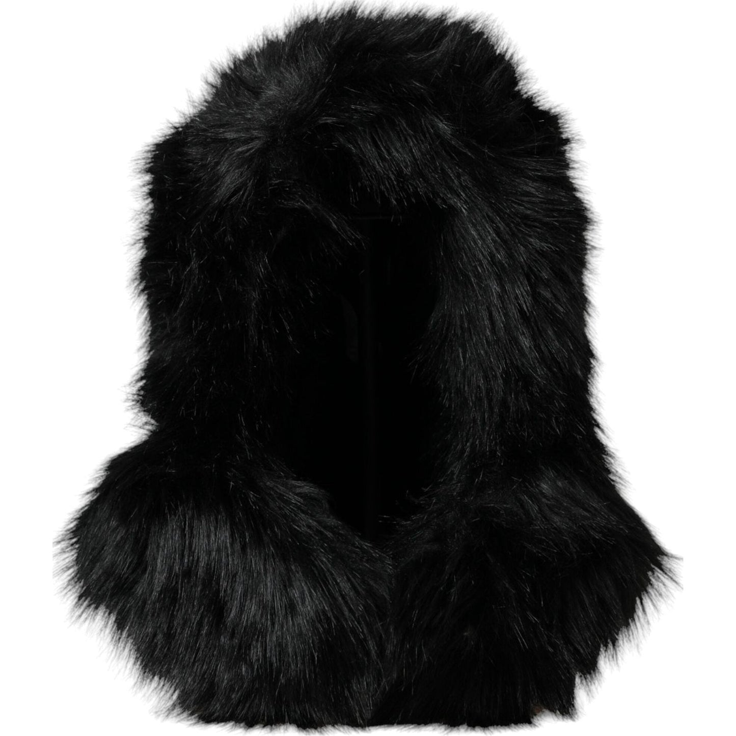 Dolce & Gabbana Black Faux Fur Whole Head Wrap Hat Dolce & Gabbana Black