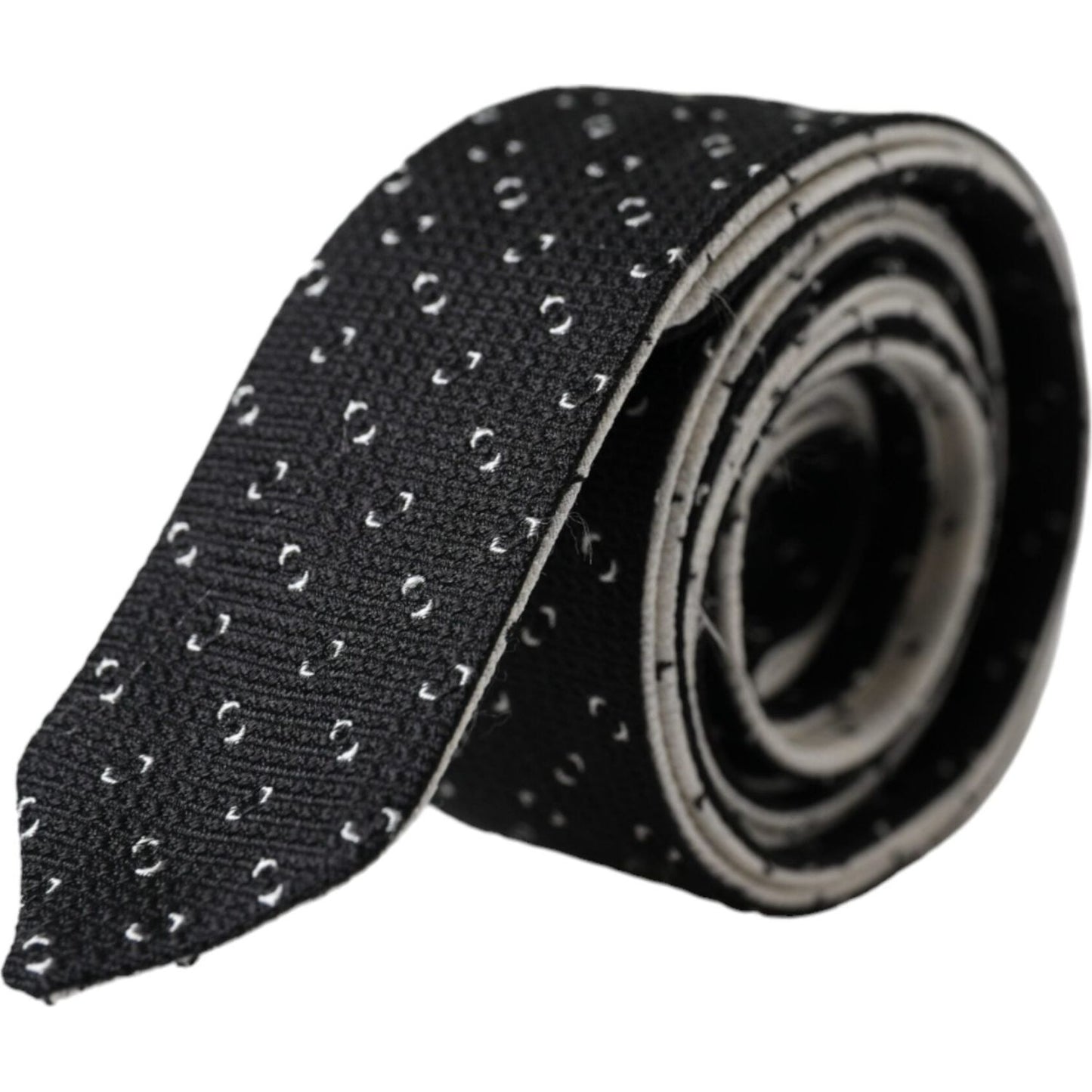Dolce & Gabbana Black White Patterned Adjustable Tie Dolce & Gabbana Black
