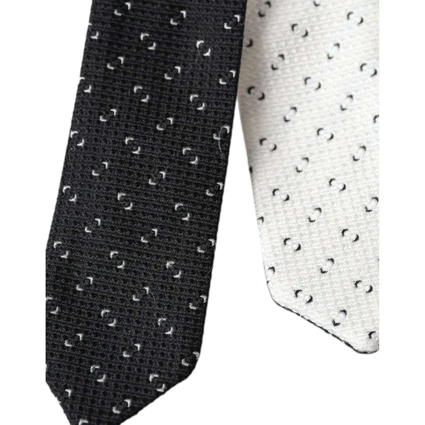Dolce & Gabbana Black White Patterned Adjustable Tie Dolce & Gabbana Dark Slate Gray