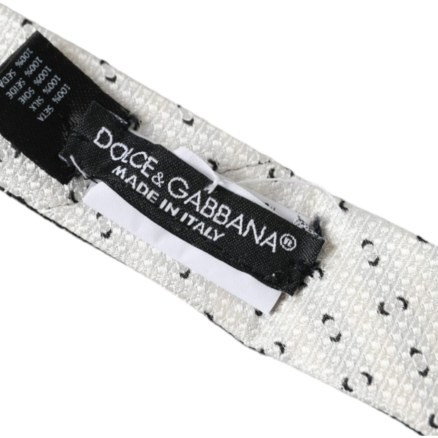 Dolce & Gabbana Black White Patterned Adjustable Tie Dolce & Gabbana Black