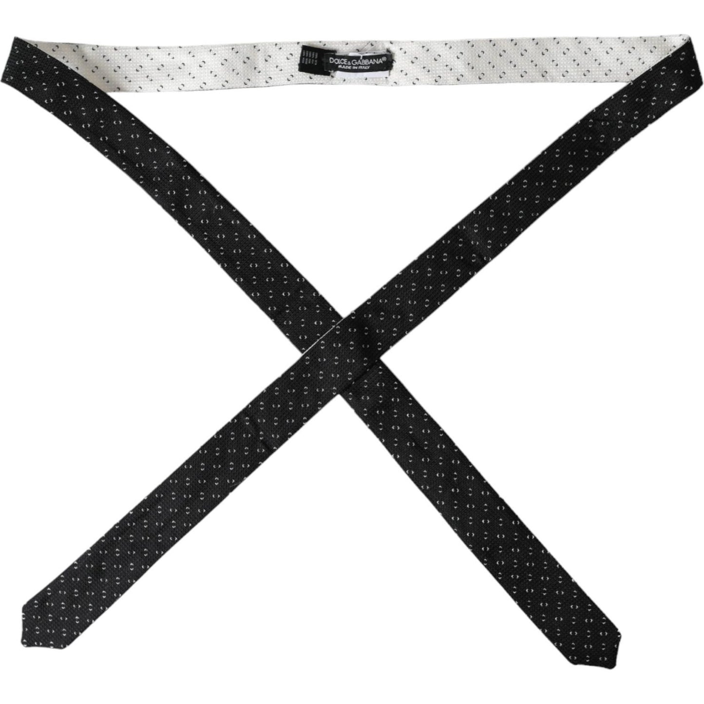 Dolce & Gabbana Black White Patterned Adjustable Tie Dolce & Gabbana Light Gray
