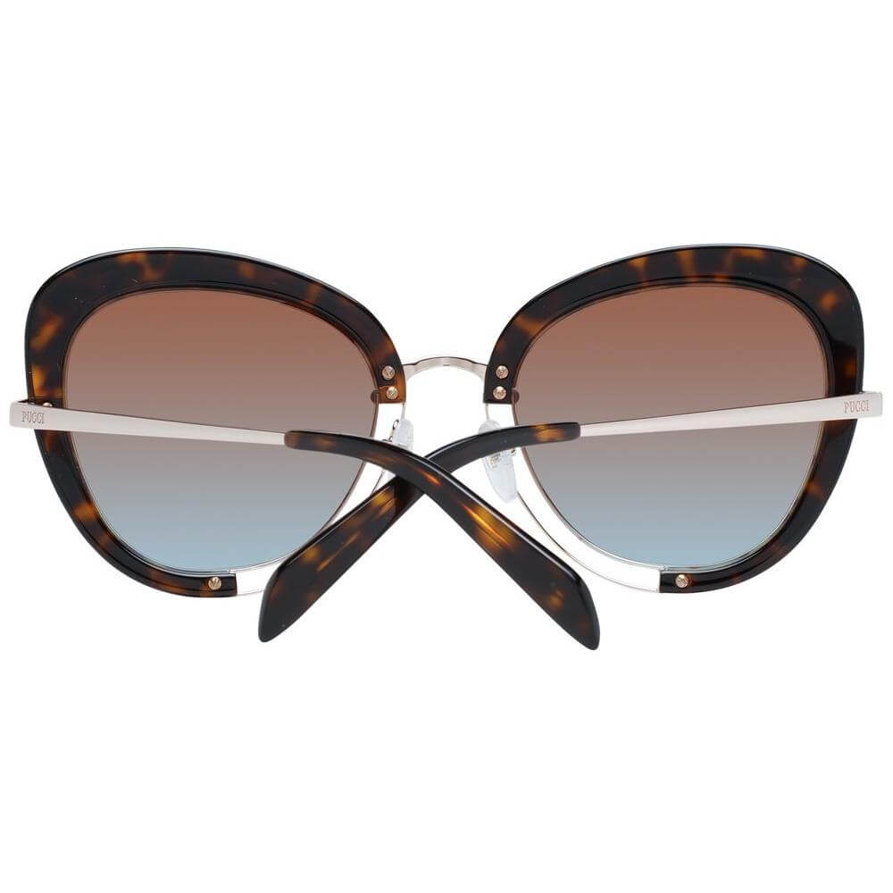 Emilio Pucci Brown Women Sunglasses, butterfly style with multicolor gradient lenses and 100% UV protection, 55-23-140 size.