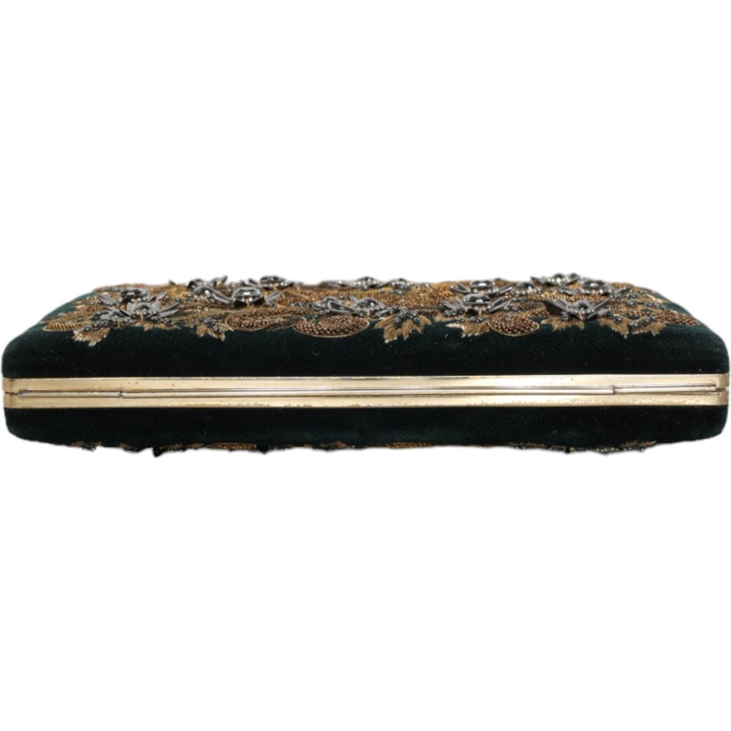 Dolce & Gabbana Black Velvet Gold Frame Clutch Evening Party Purse Bag Dolce & Gabbana Gray