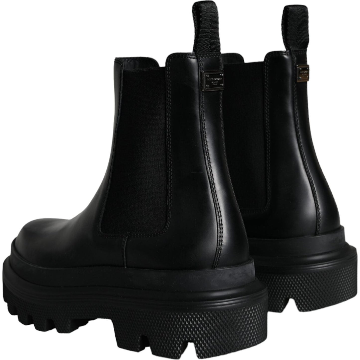 Dolce & Gabbana Black Leather Slip On Stretch Trekking Boots Shoes Dolce & Gabbana Black