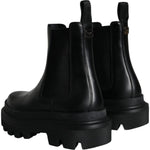 Dolce & Gabbana Black Leather Slip On Stretch Trekking Boots Shoes MV5862-41