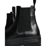 Dolce & Gabbana Black Leather Slip On Stretch Trekking Boots Shoes MV5862-41
