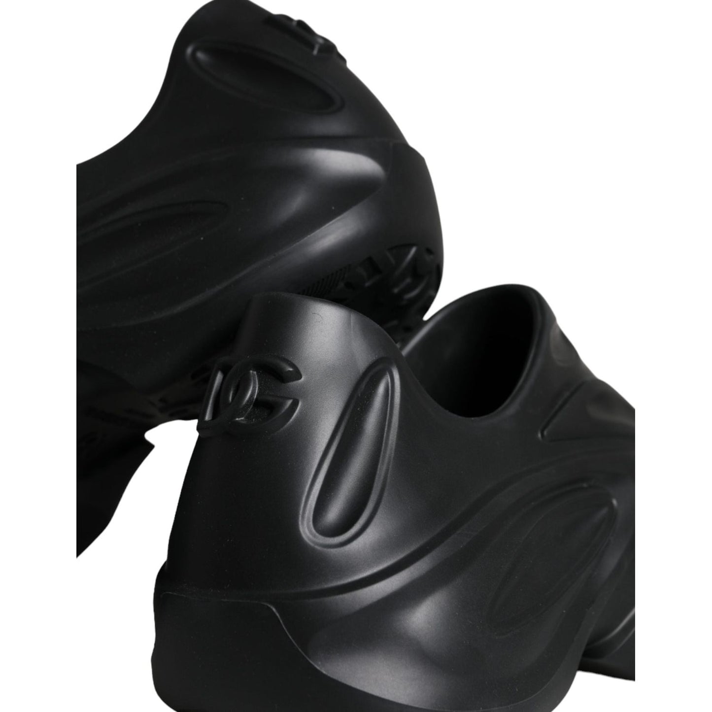 Dolce & Gabbana Black Foiled Rubber Toy Low Top Sneakers Shoes Dolce & Gabbana Black