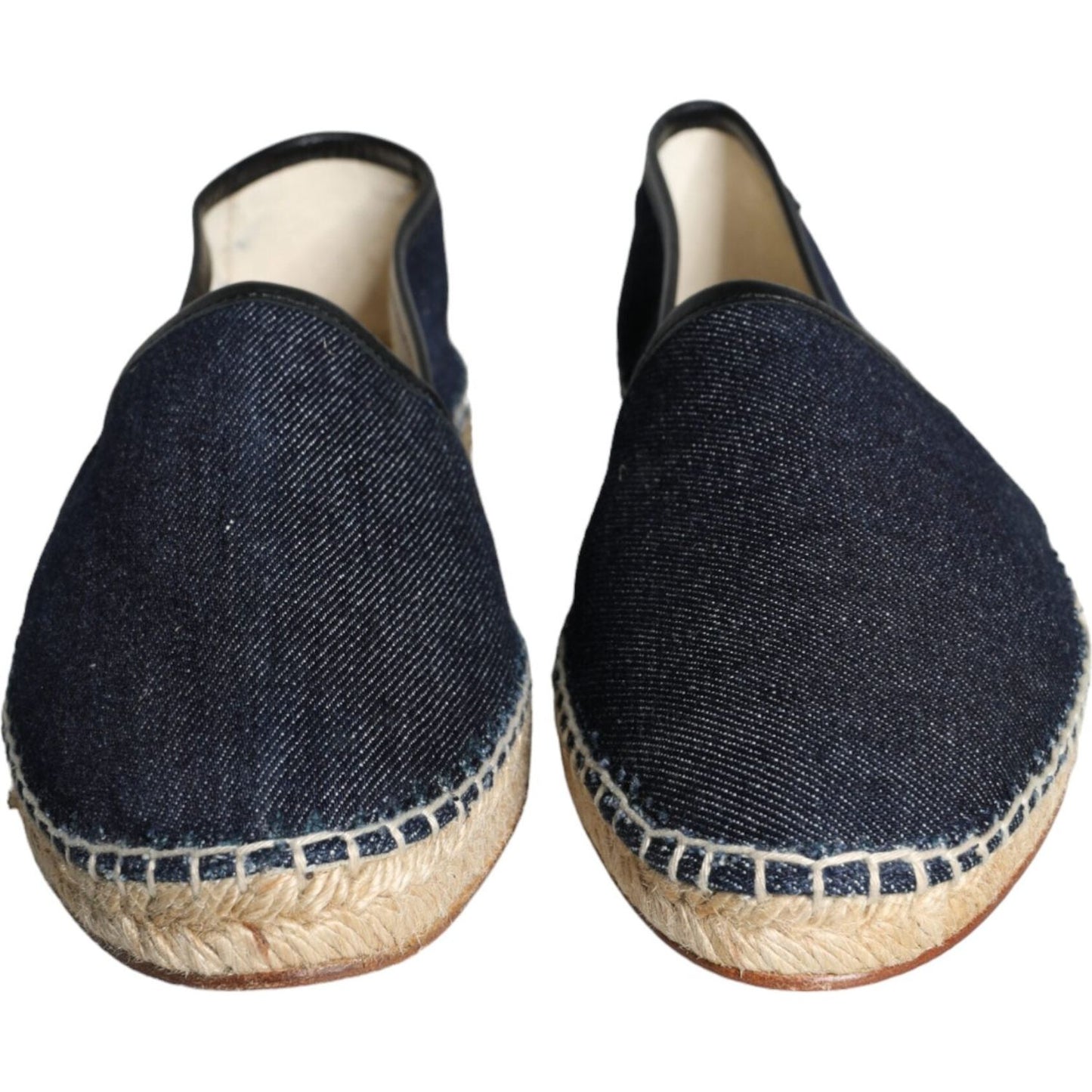 Dolce & Gabbana Blue Denim Cotton Leather Espadrilles Shoes Dolce & Gabbana Dark Slate Gray