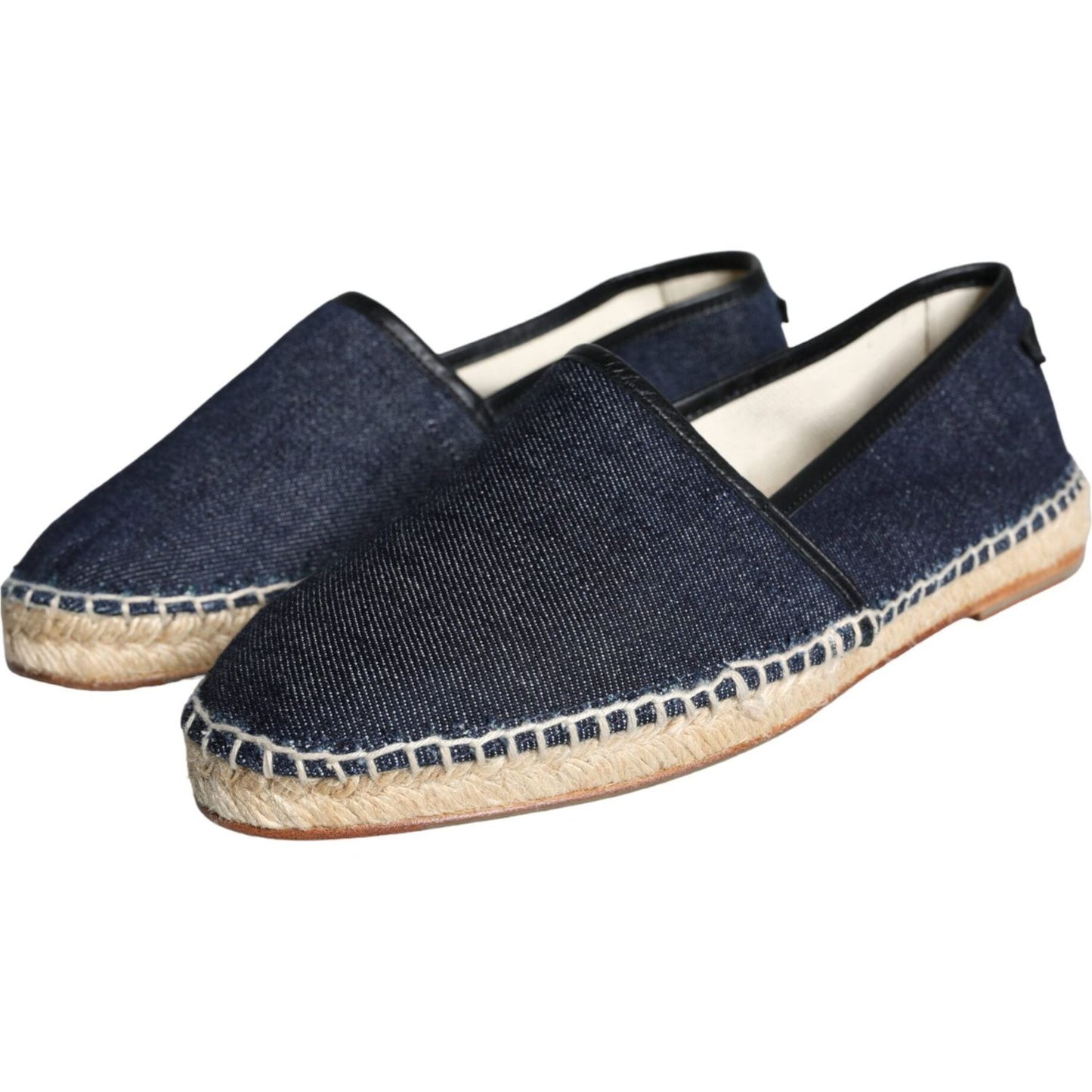 Dolce & Gabbana Blue Denim Cotton Leather Espadrilles Shoes Dolce & Gabbana Dark Slate Gray