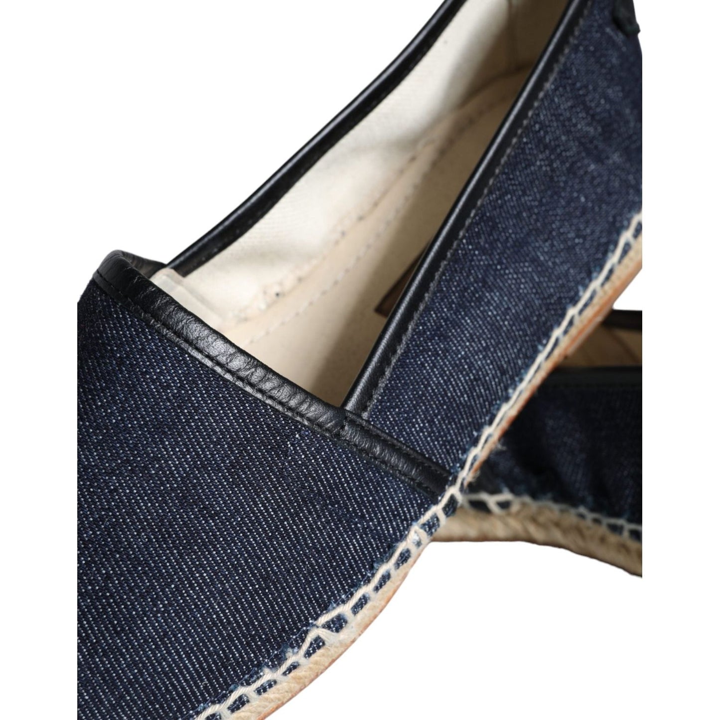 Dolce & Gabbana Blue Denim Cotton Leather Espadrilles Shoes Dolce & Gabbana Dark Slate Gray