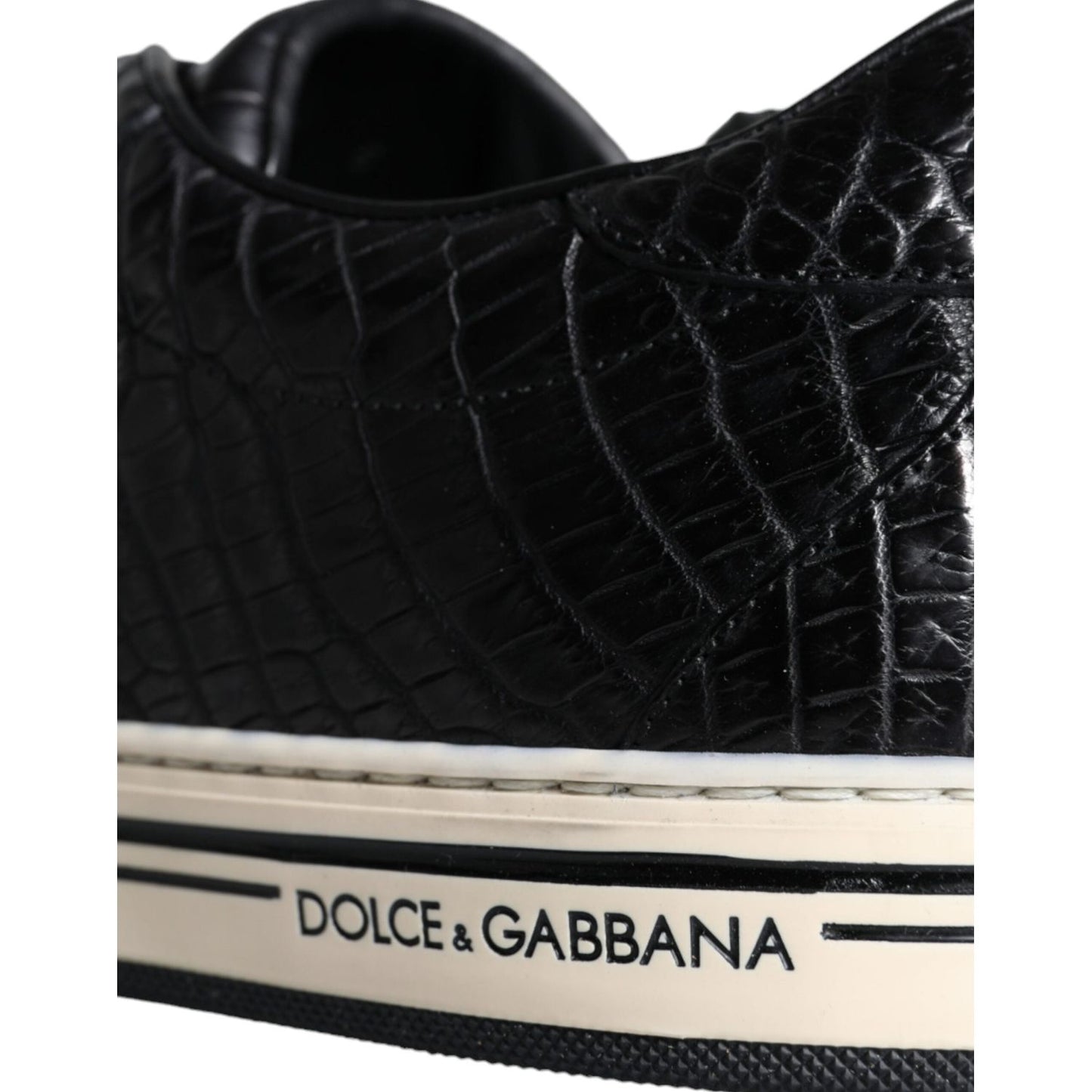 Dolce & Gabbana Black Leather Men Low Top Sneakers Shoes Dolce & Gabbana Gray