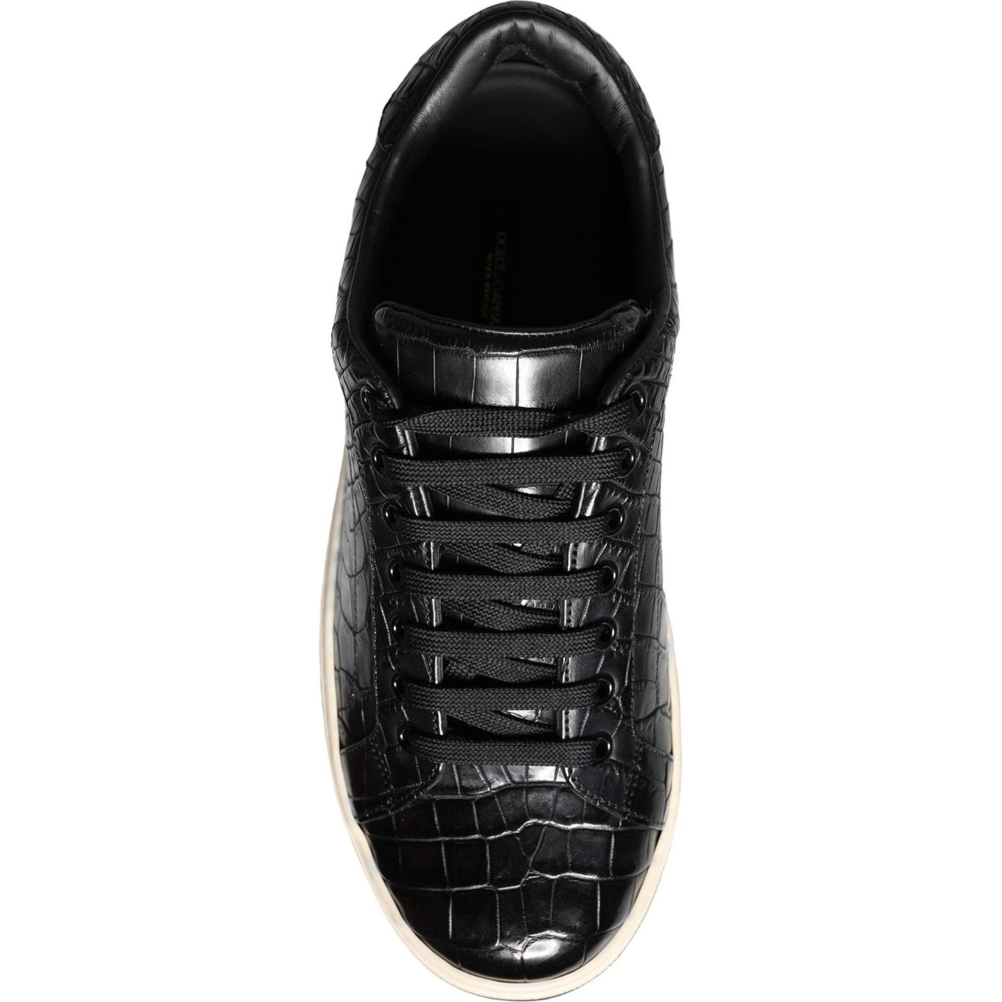 Dolce & Gabbana Black Leather Men Low Top Sneakers Shoes Dolce & Gabbana Black