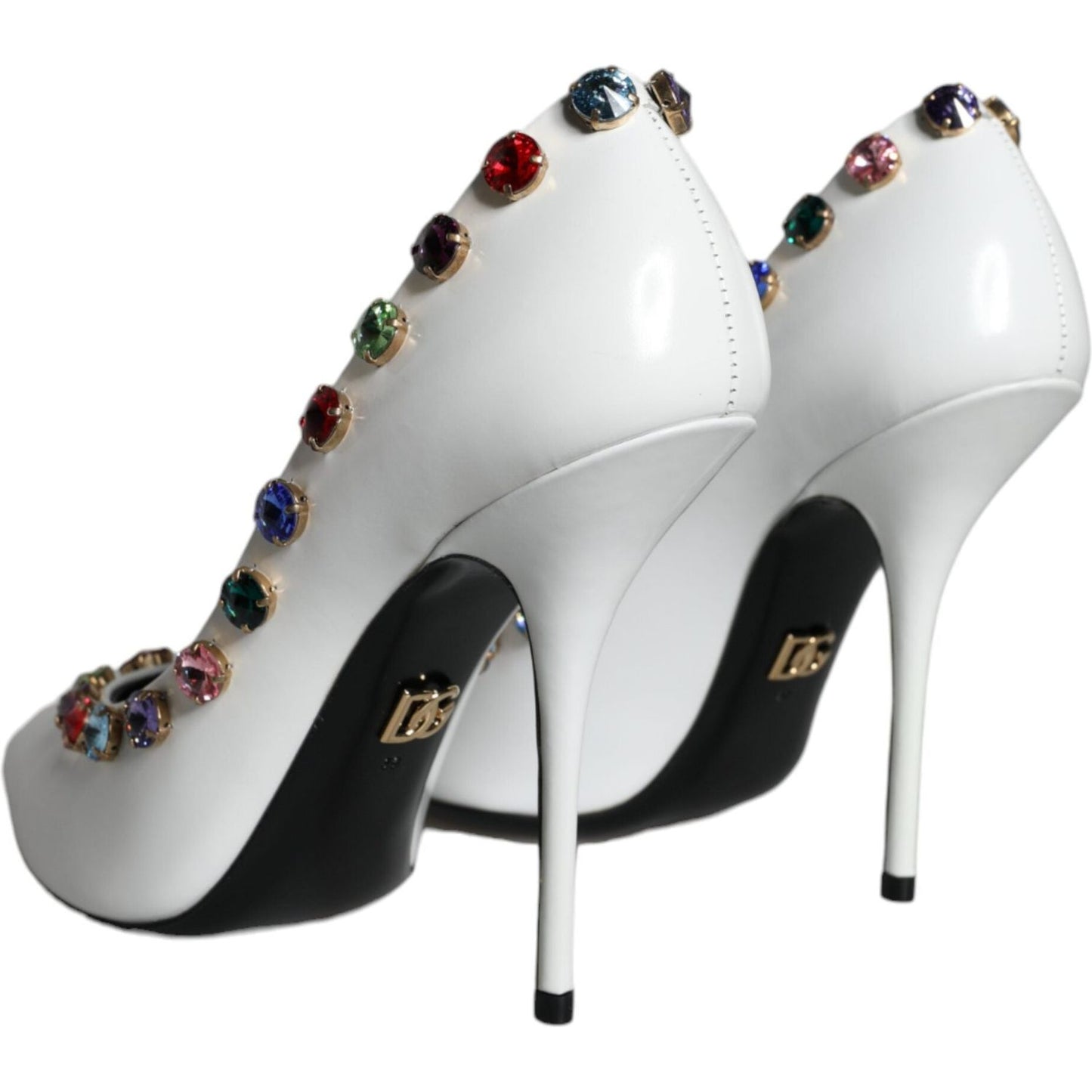 Dolce & Gabbana White Crystal Leather High Heels Pumps Shoes Dolce & Gabbana Gray