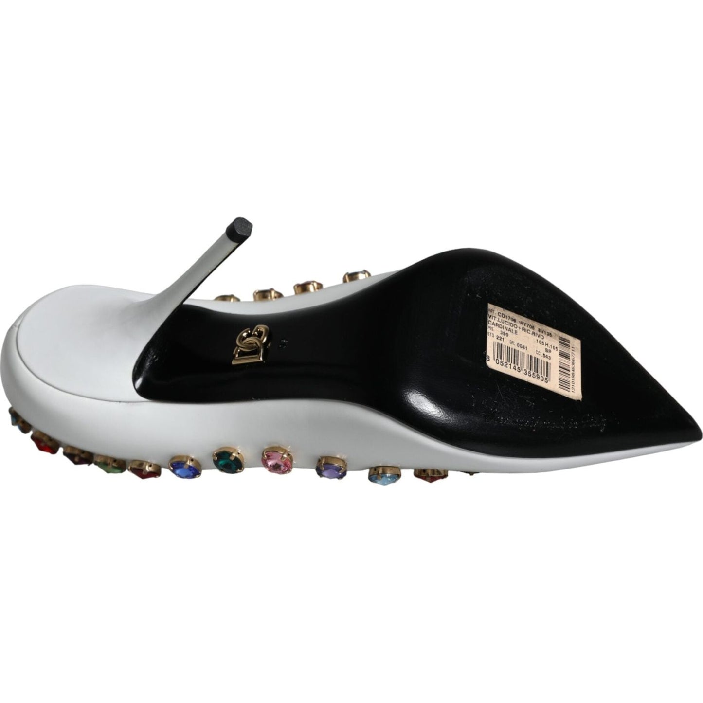 Dolce & Gabbana White Crystal Leather High Heels Pumps Shoes Dolce & Gabbana Black