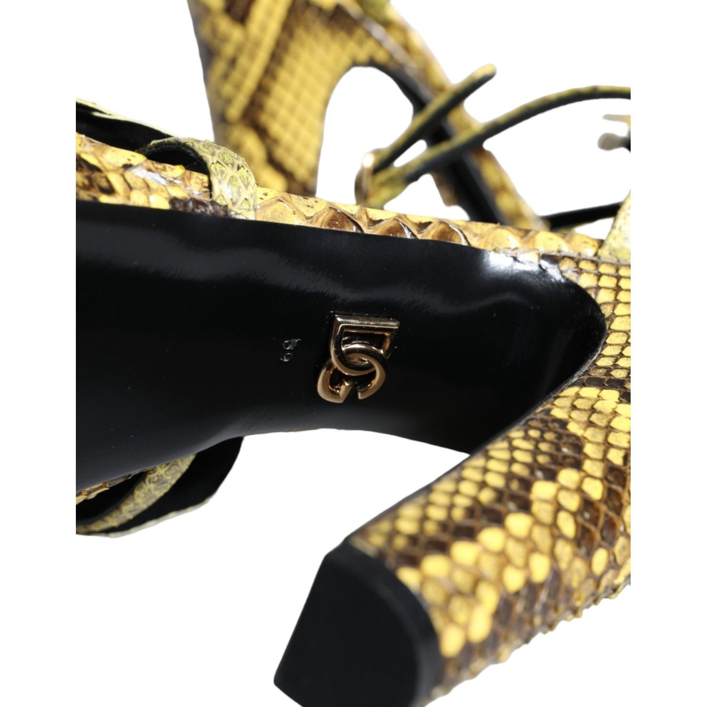 Dolce & Gabbana Yellow Exotic Leather Ankle Strap Heels Sandals Shoes Dolce & Gabbana Tan
