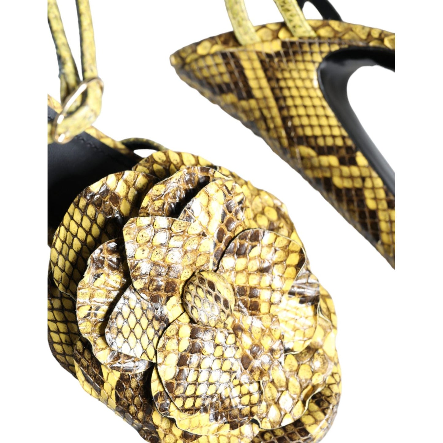 Dolce & Gabbana Yellow Exotic Leather Ankle Strap Heels Sandals Shoes Dolce & Gabbana Dark Khaki