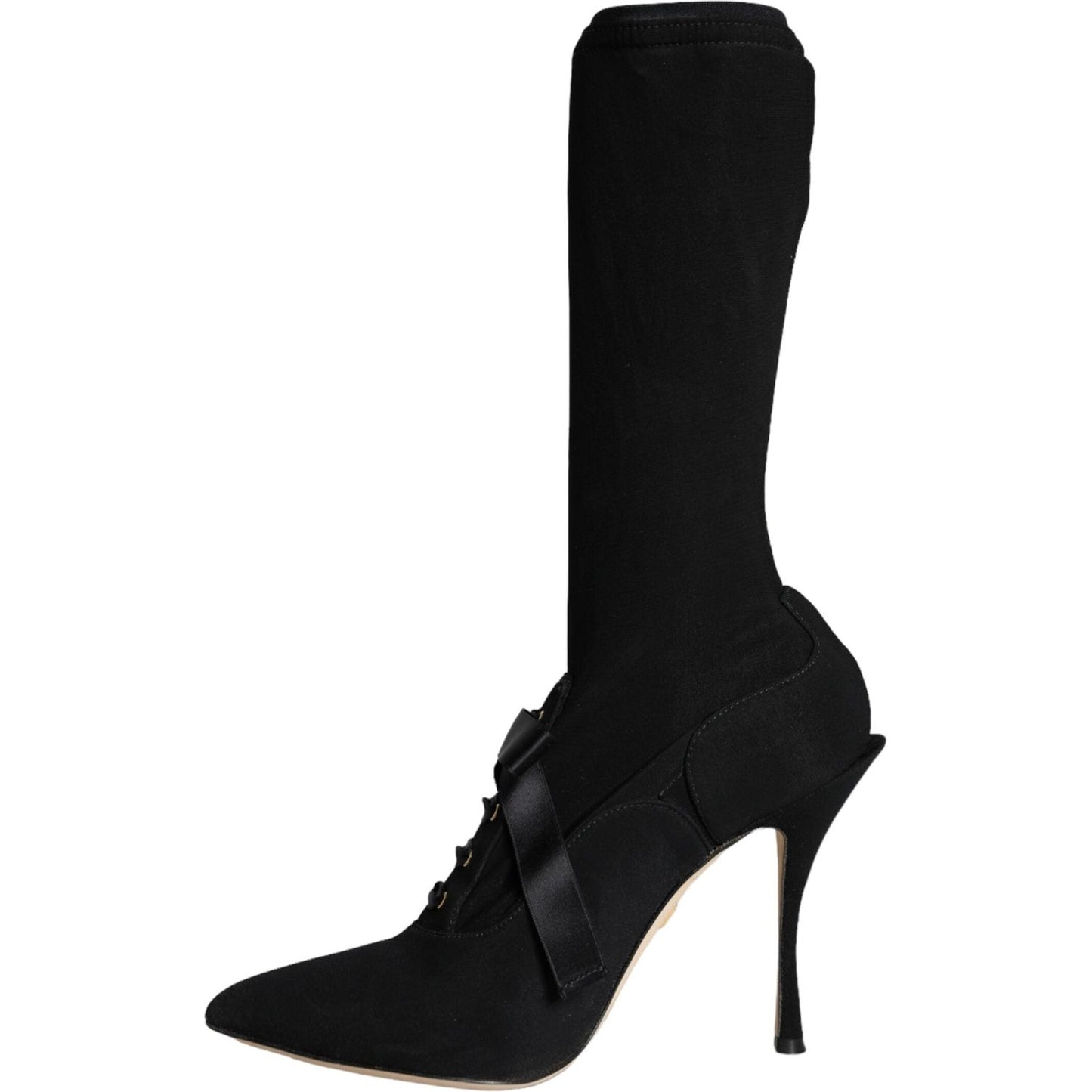 Dolce & Gabbana Black Stiletto Heels Mid Calf Boots Shoes Dolce & Gabbana Black