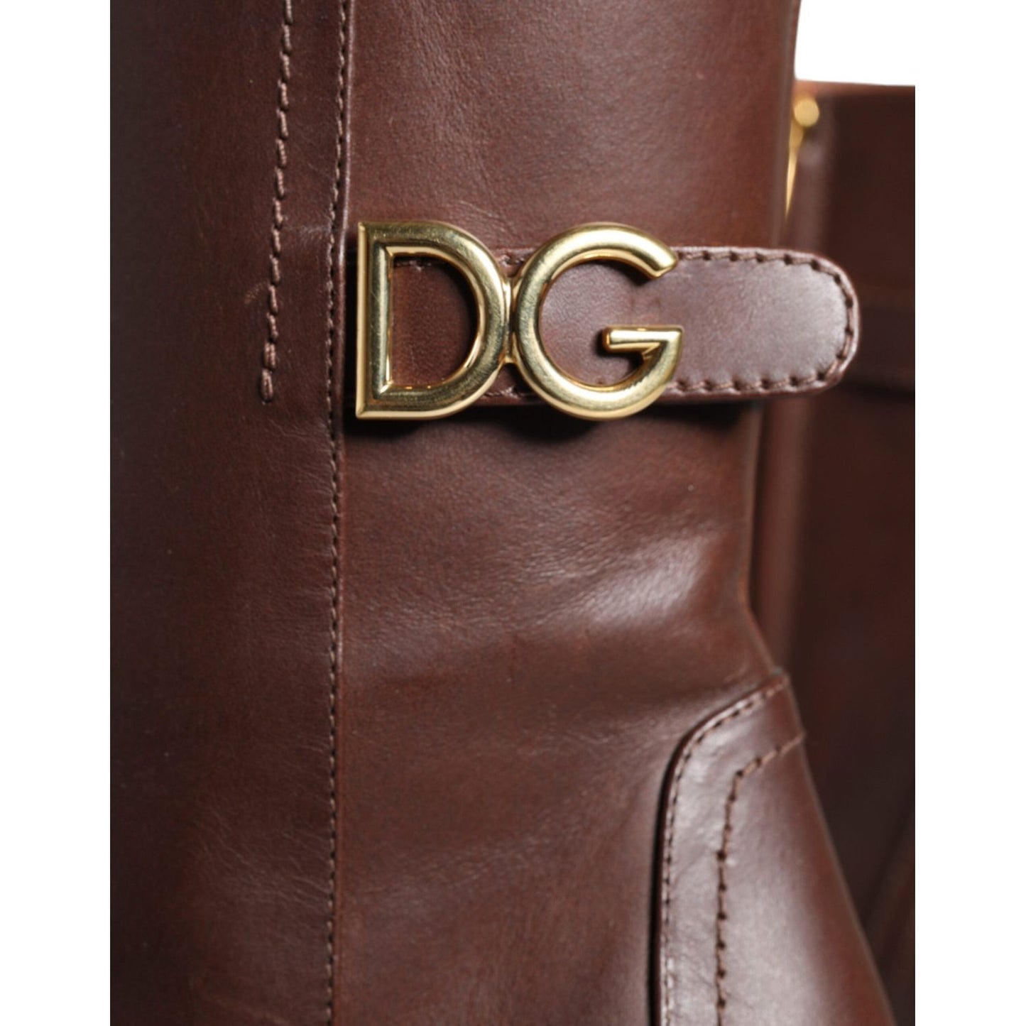 Dolce & Gabbana Brown Leather Heels Mid Calf Boots Shoes Dolce & Gabbana Dark Slate Gray
