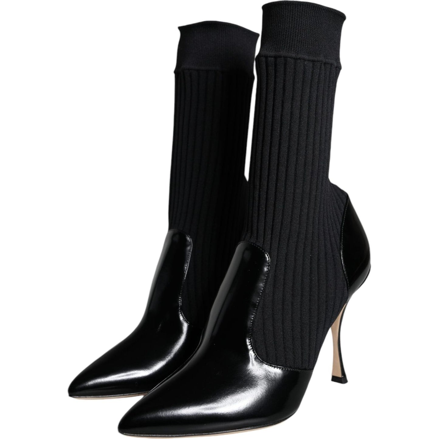 Dolce & Gabbana Black Stretch Stilettos Booties Socks Shoes Dolce & Gabbana Black