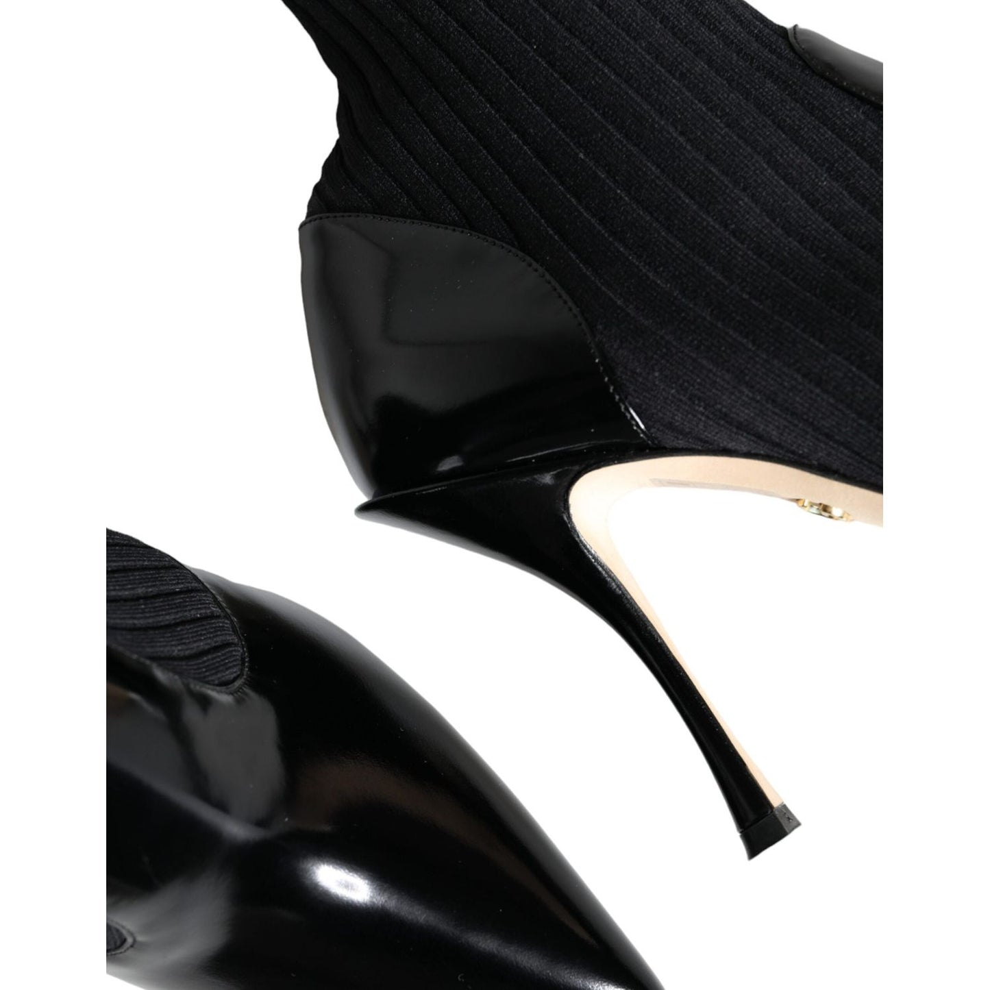 Dolce & Gabbana Black Stretch Stilettos Booties Socks Shoes Dolce & Gabbana Black