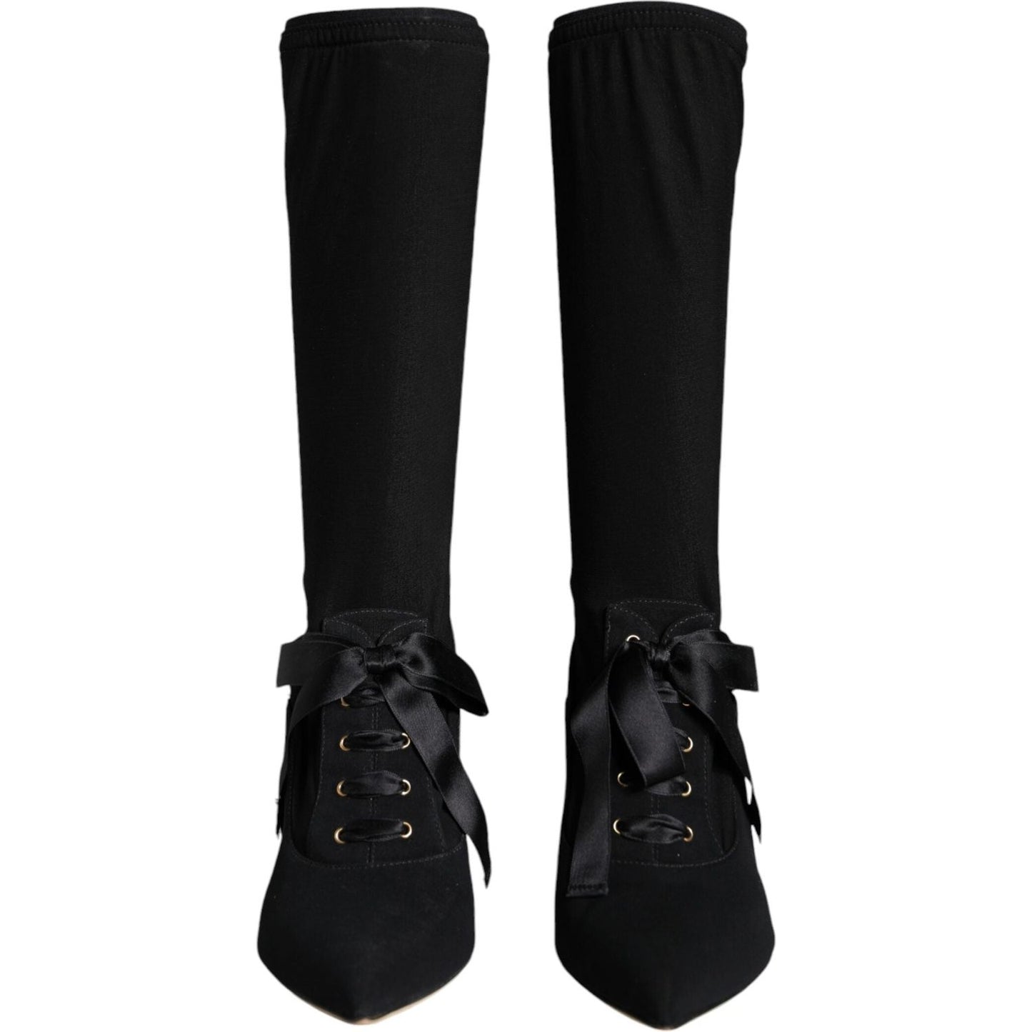Dolce & Gabbana Black Stiletto Heels Mid Calf Boots Shoes Dolce & Gabbana Black