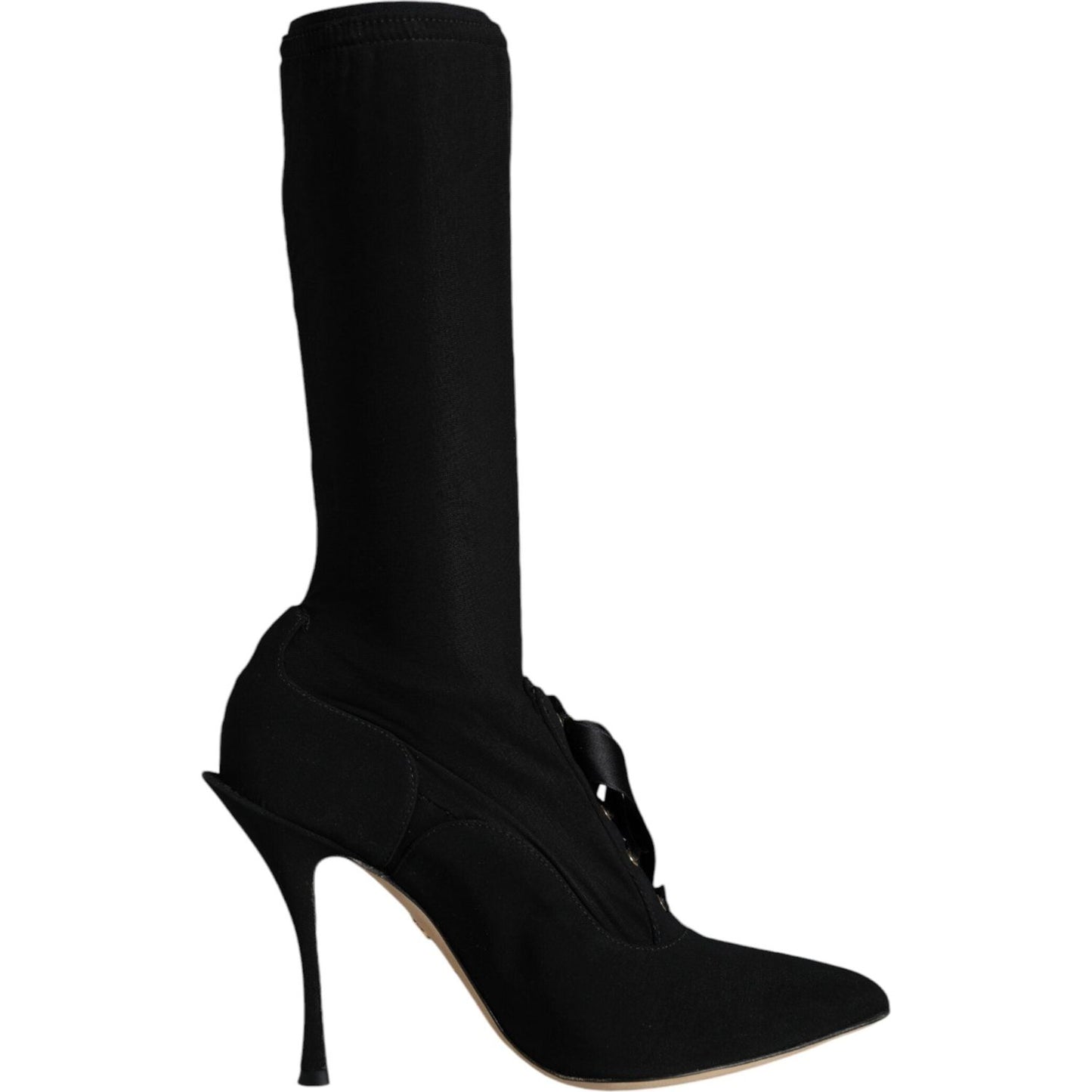 Dolce & Gabbana Black Stiletto Heels Mid Calf Boots Shoes Dolce & Gabbana Black